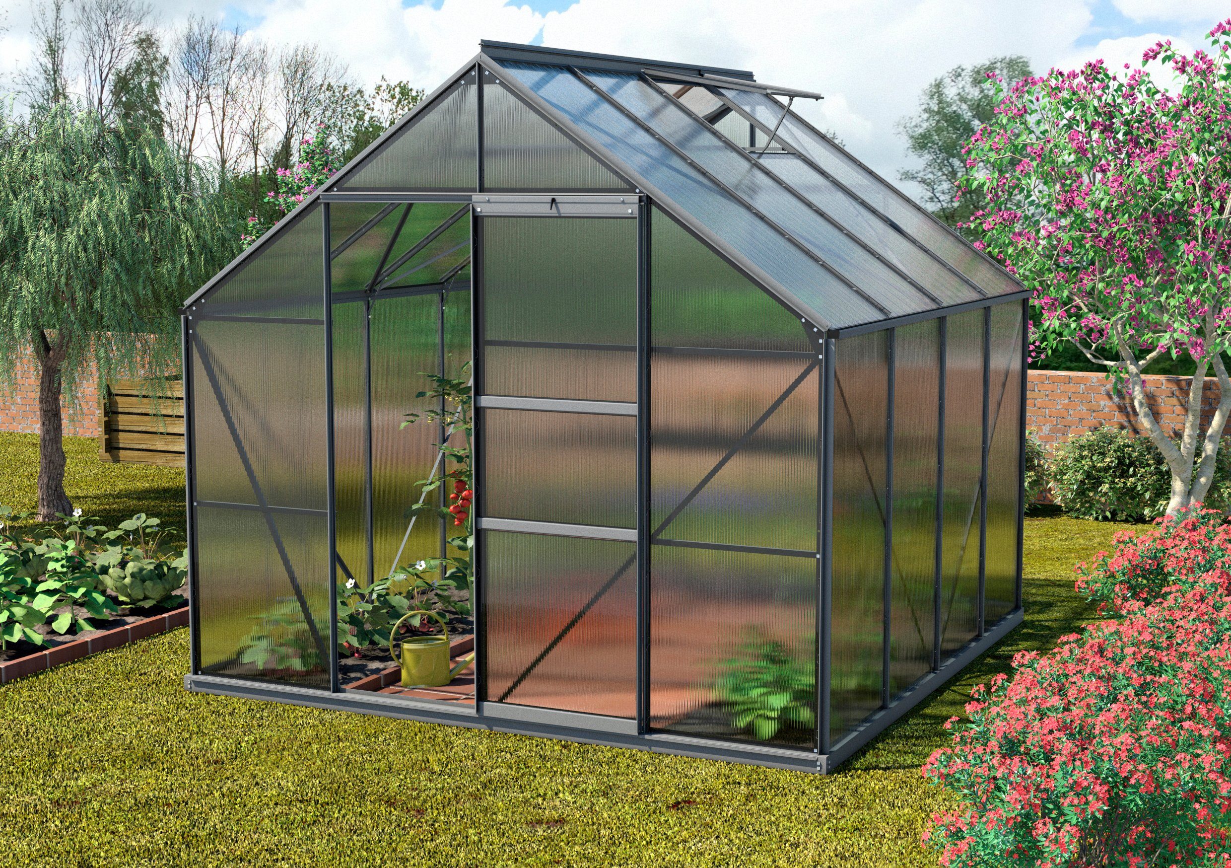 Vitavia Gewächshaus Merkur 6700, BxTxH: 254 x 254 x 230 cm, 4 mm Wandstärke grau