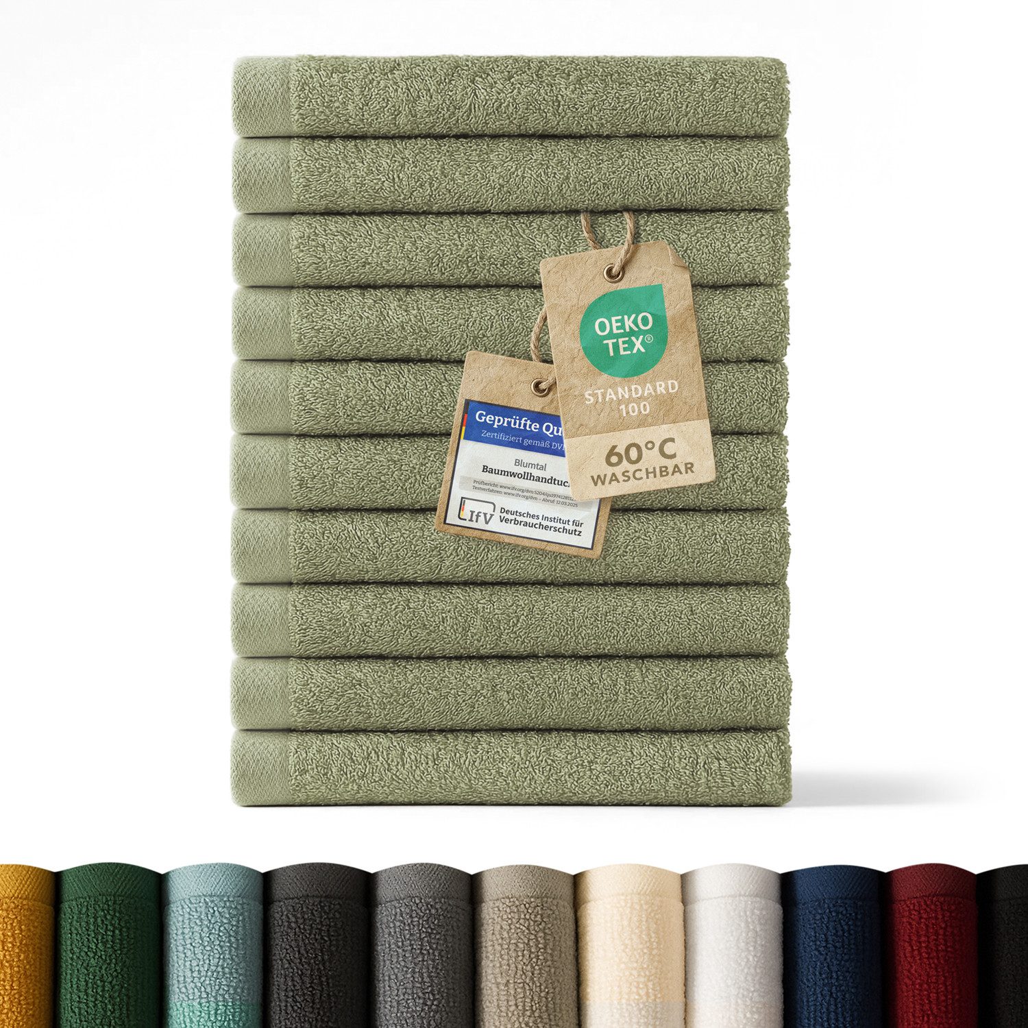 Blumtal Gästehandtücher Premium 30x30cm oder 30x50cm weich und saugstark, Frottee (12-St), 10er (30x50cm), 12er und 24er Set (30x30cm), 100% Baumwolle