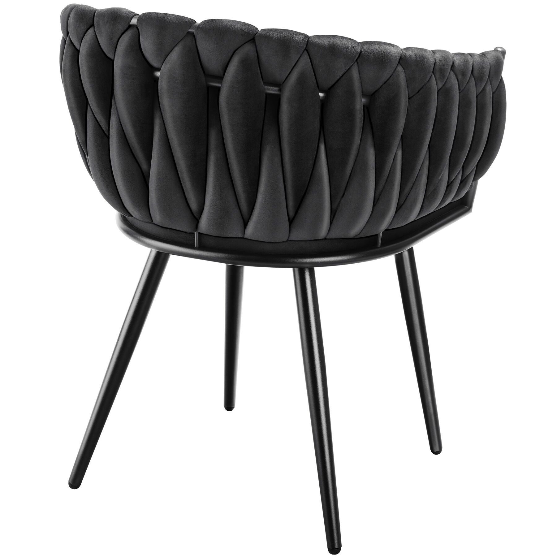 tectake Esszimmerstuhl Samtstuhl gepolstert, mit Samtbezug, Knotendesign, 60,5 x 55 x 75 cm (Wohnzimmerstuhl Astano in schwarz, 2 St), Stahlbeine, höhenverstellbare Kunststofffüße, Belastbarkeit 120 kg