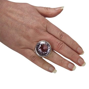 SKIELKA DESIGNSCHMUCK Silberring Amethyst Ring "Round" 24 mm (Sterling Silber 925) (1-tlg), hochwertige Goldschmiedearbeit aus Deutschland