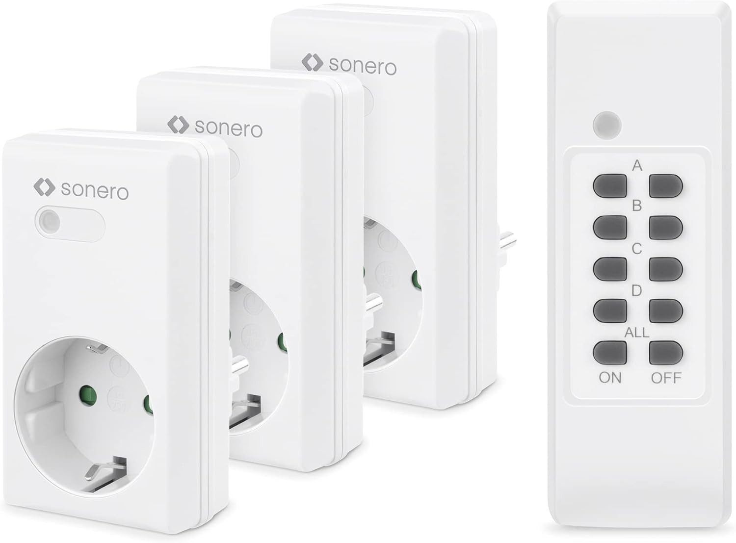 sonero Funksteckdose sonero Радиорозетки, 3 x Funksteckdose und 1 x Funkfernbedienung