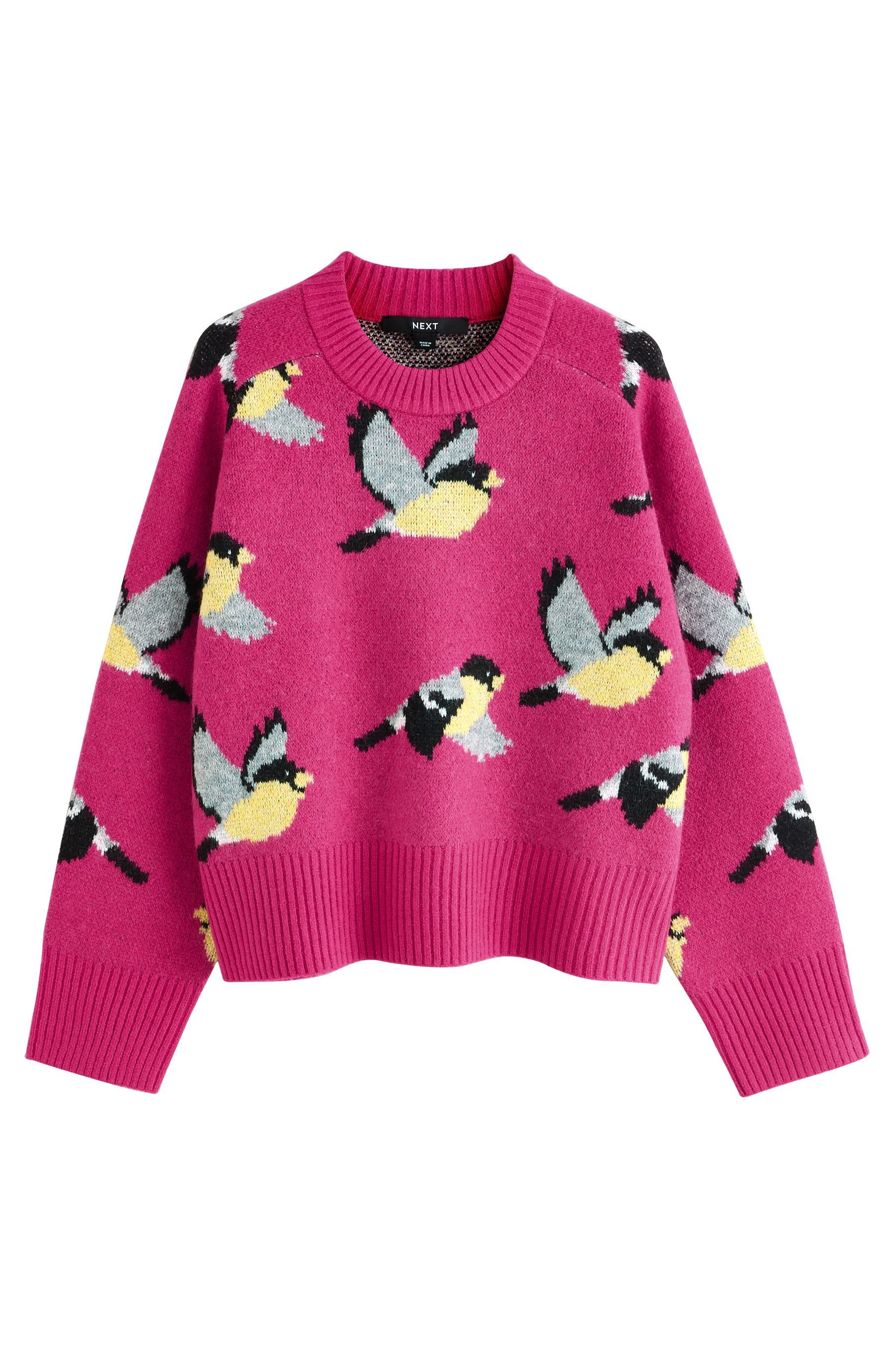 Next Rundhalspullover Gemusterter Strickpullover mit Rundhalsausschnitt günstig online kaufen