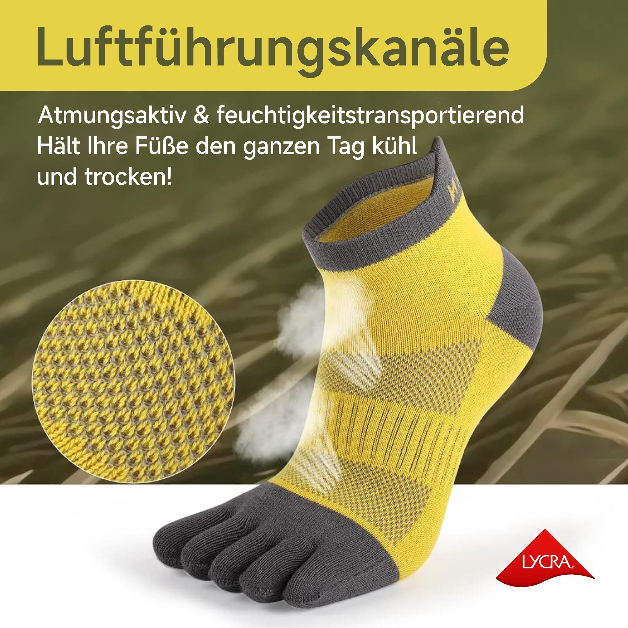 MEIKAN Zehensocken 3 Paar Fünf Finger Socken, Sportsocken für Damen & Herren (Packung, 3-Paar) Ideal für Joggen, Radfahren, Laufen, Marathon, Wandern und den Al – Bild 4 von 5
