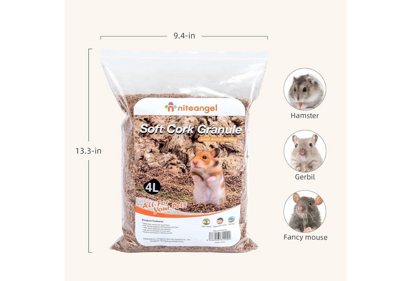 Thumbnail - LuxusKollektion Kleintierkäfig Natürliches Kokosnuss-Hamster-Einstreu für kleine Nagetiere 2-3mm