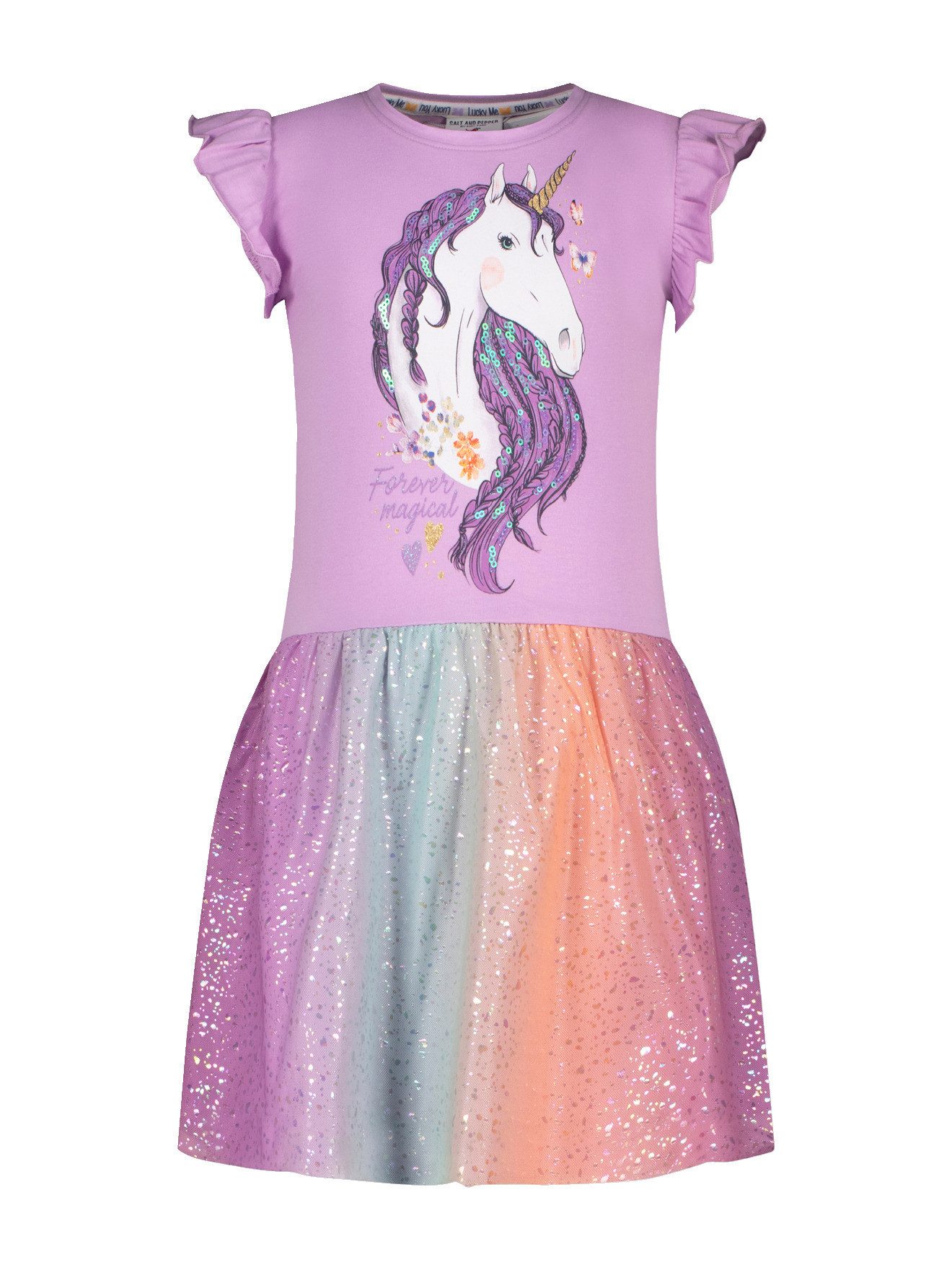 SALT AND PEPPER Minikleid Jerseykleid mit Tüllrock und Einhornmotiv Mädchen