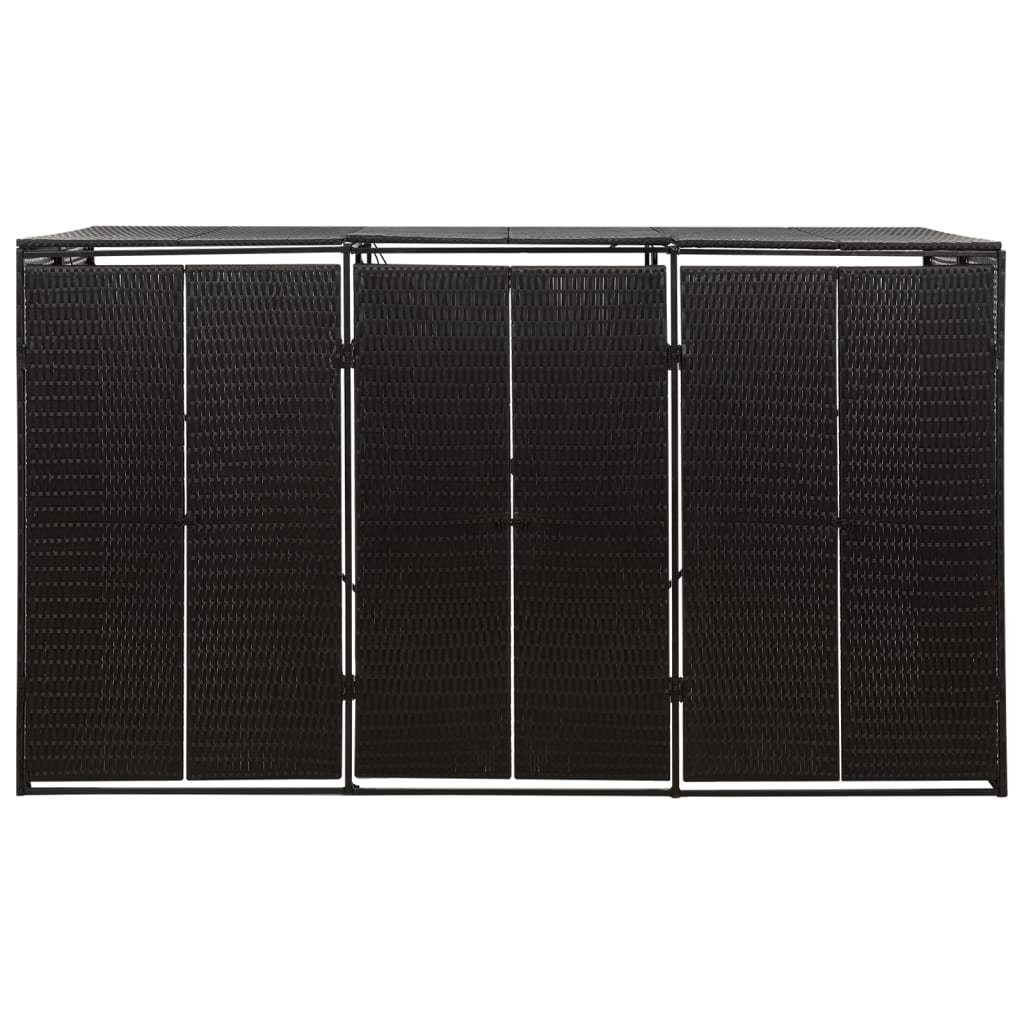 vidaXL Mülltonnenbox 3 Tonnen Mülltonnenverkleidung Mülltonnenbox schwarz Polyrattan