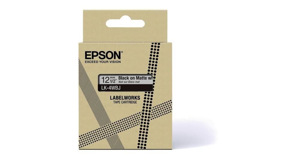 Epson Matte Tape - Weiß matt / Schrift Schwarz 12 mm Tintenpatrone