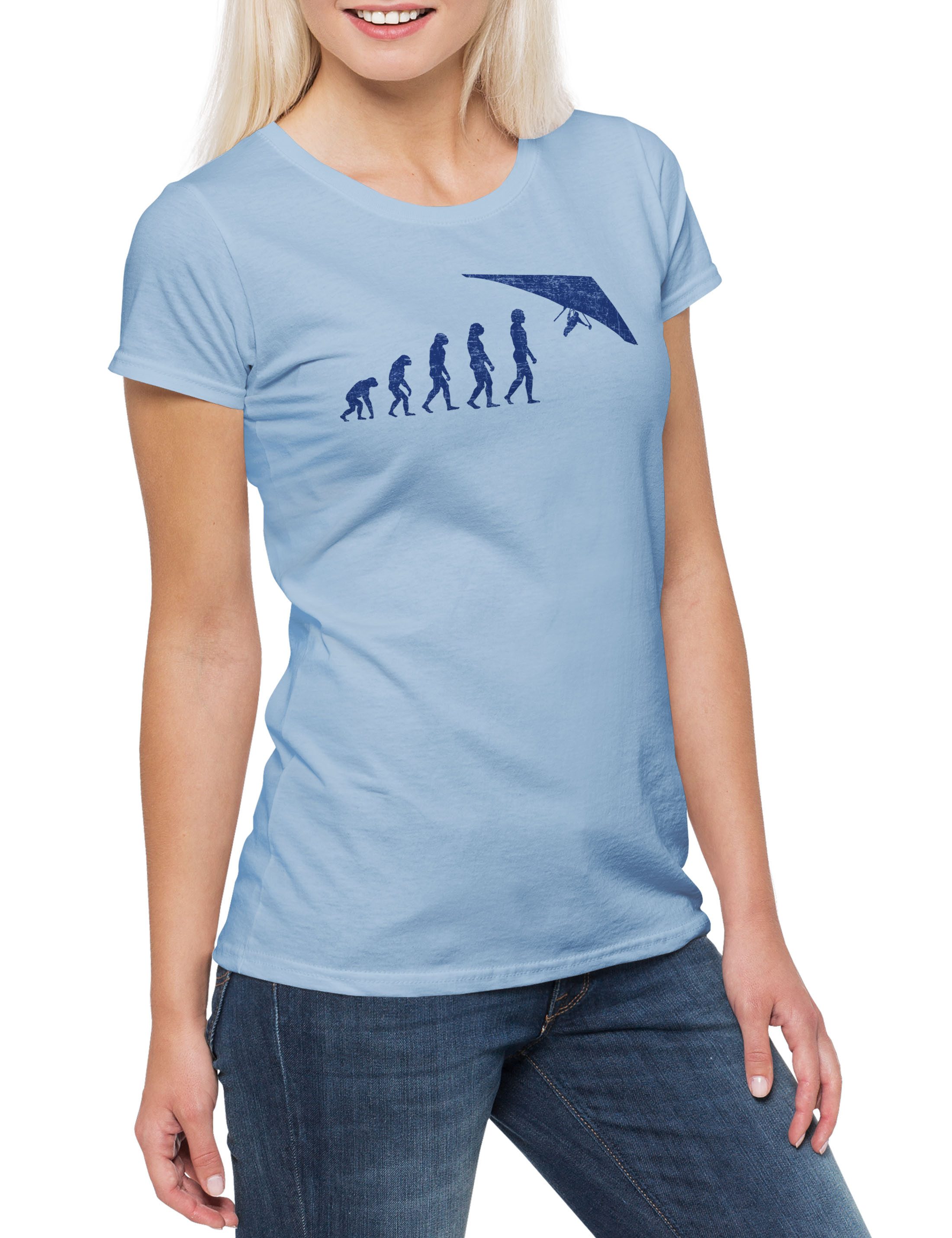 Print-Shirt Hang Gliding Evolution Damen T-Shirt Drachenfliegen Drachenflieger