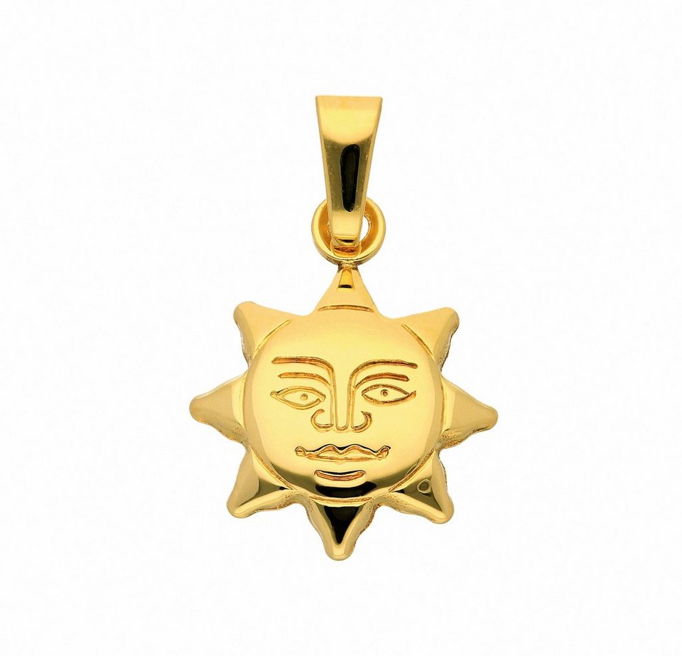 Adelia´s Kette mit Anhänger 333 Gold Anhänger Sonne, Schmuckset - Set mit  Halskette, Inkl. 45 cm verstellbarer vergoldeter 925 Silber Halskette