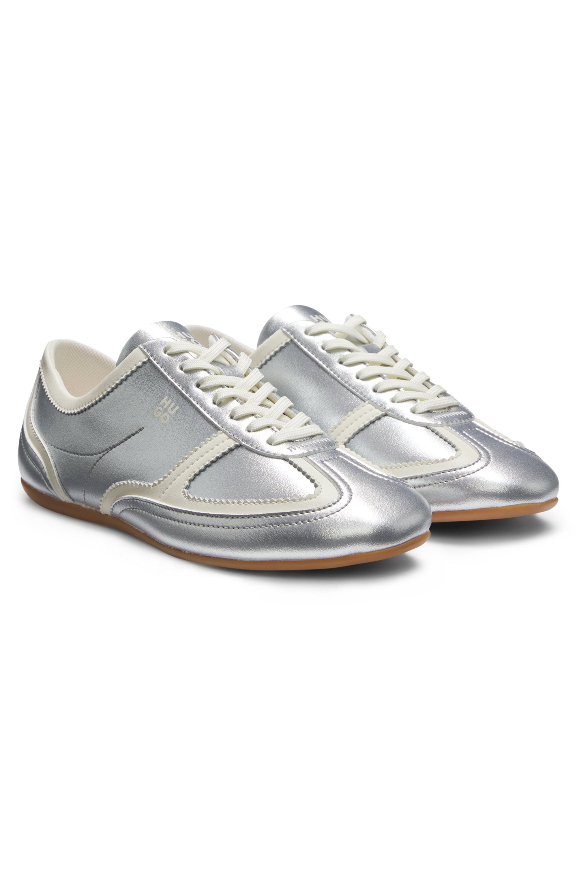 HUGO Mystie Sneaker Schnürschuh, Halbschuh in angesagter Metallic-Optik