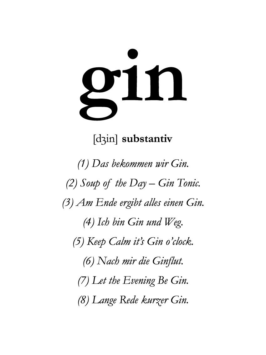 queence Bild mit Rahmen oder Poster, Gin, Schriftzug, Schwarz-Weiß, Sprüche & Texte (1 St)