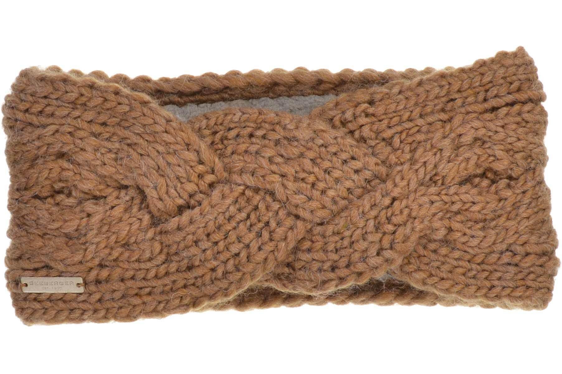 Seeberger Stirnband Strick Stirnband mit Zopfmuster und Knotendetail 19178-0 muskat