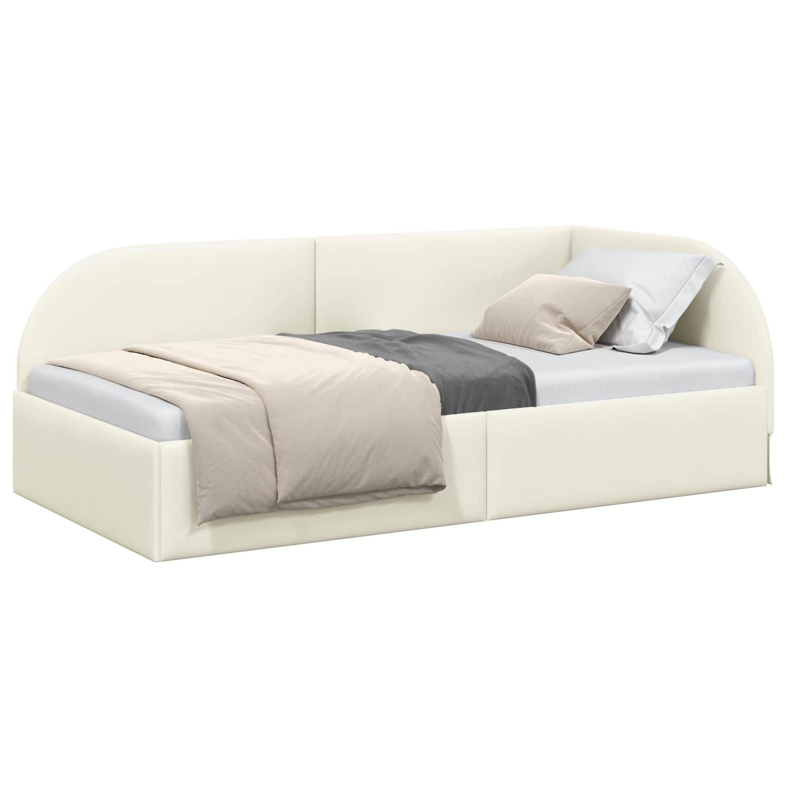 vidaXL Bett Eckbettgestell Creme 80 cm x 200 cm Polyester und Sperrholz (1- günstig online kaufen