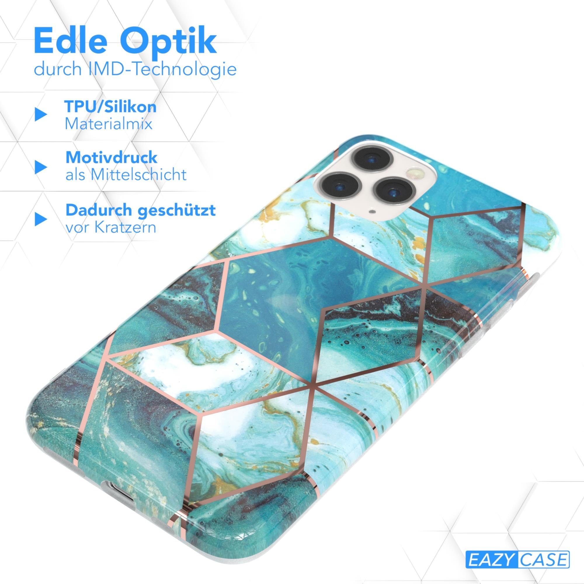 EAZY CASE Handyhülle IMD Motiv Cover für Apple iPhone 11 Pro 5,8 Zoll, Etui Silikonhülle Dünn Design Ultra Case kratzfest Marmor Blau Grün