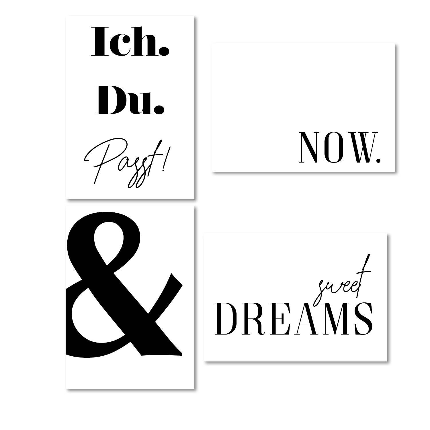 younikat Platzset Typo Poster-Set I 4 Print Plakate mit Sprüchen: Lieblingsplatz cest