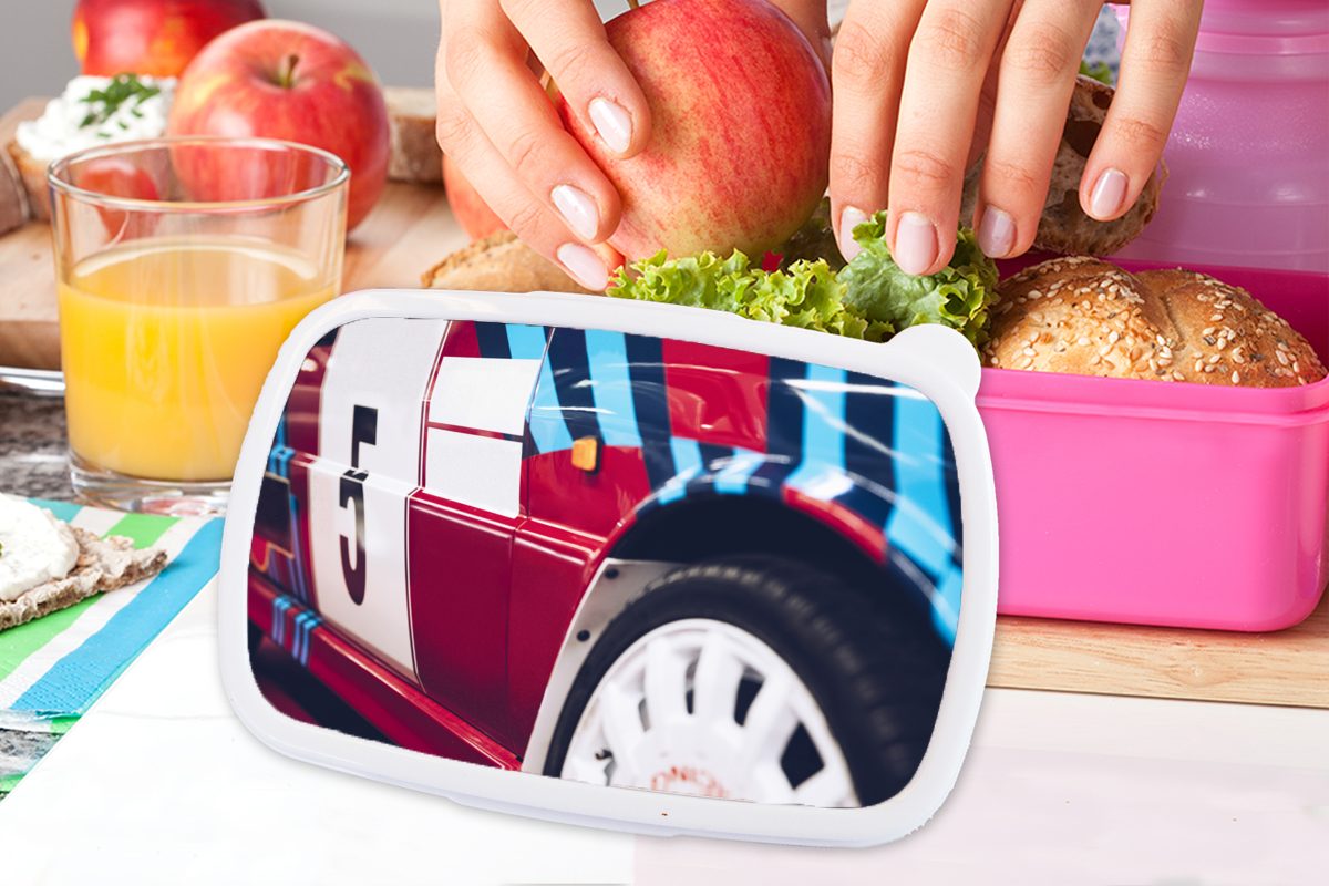 Kunststoff - für Snackbox, - Erwachsene, Rot, Nummer (2-tlg), rosa Brotbox Kinder, Kunststoff, Blau Rennwagen Mädchen, MuchoWow Lunchbox Brotdose -