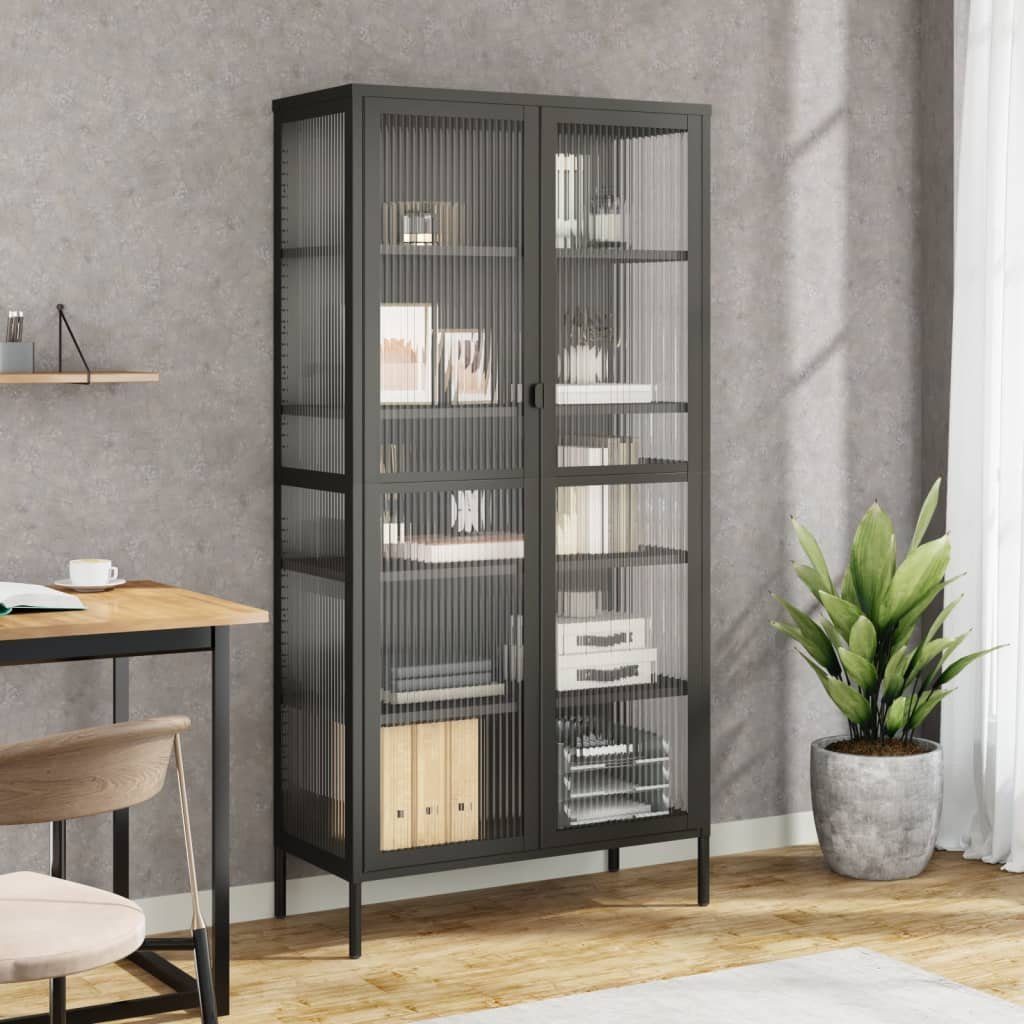 vidaXL Highboard Highboard Schwarz 85x40x180 cm Glas und Stahl – Bild 2 von 5