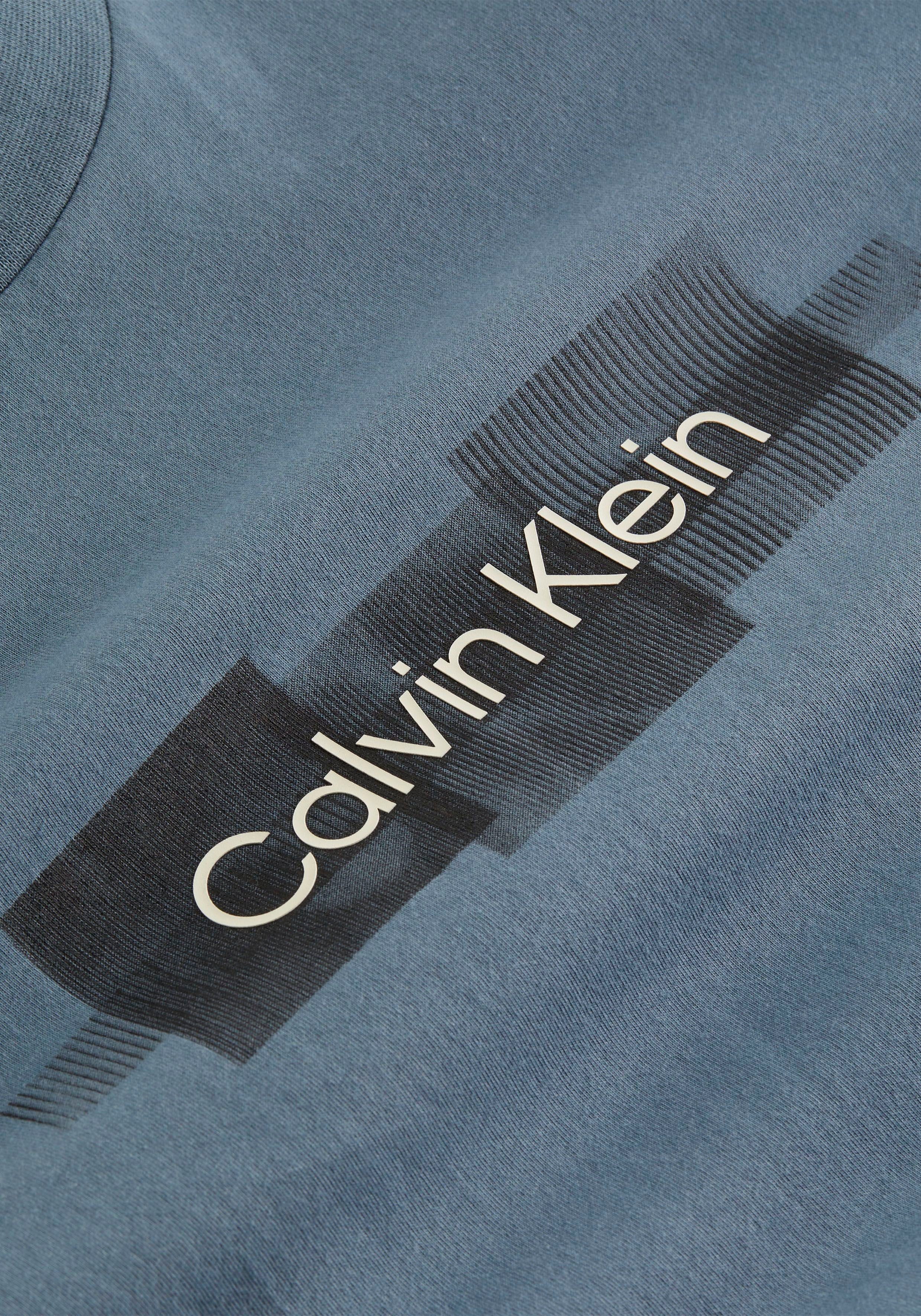 Calvin Klein T-Shirt Baumwolle T-SHIRT aus Grey STRIPED BOX LOGO Tar reiner