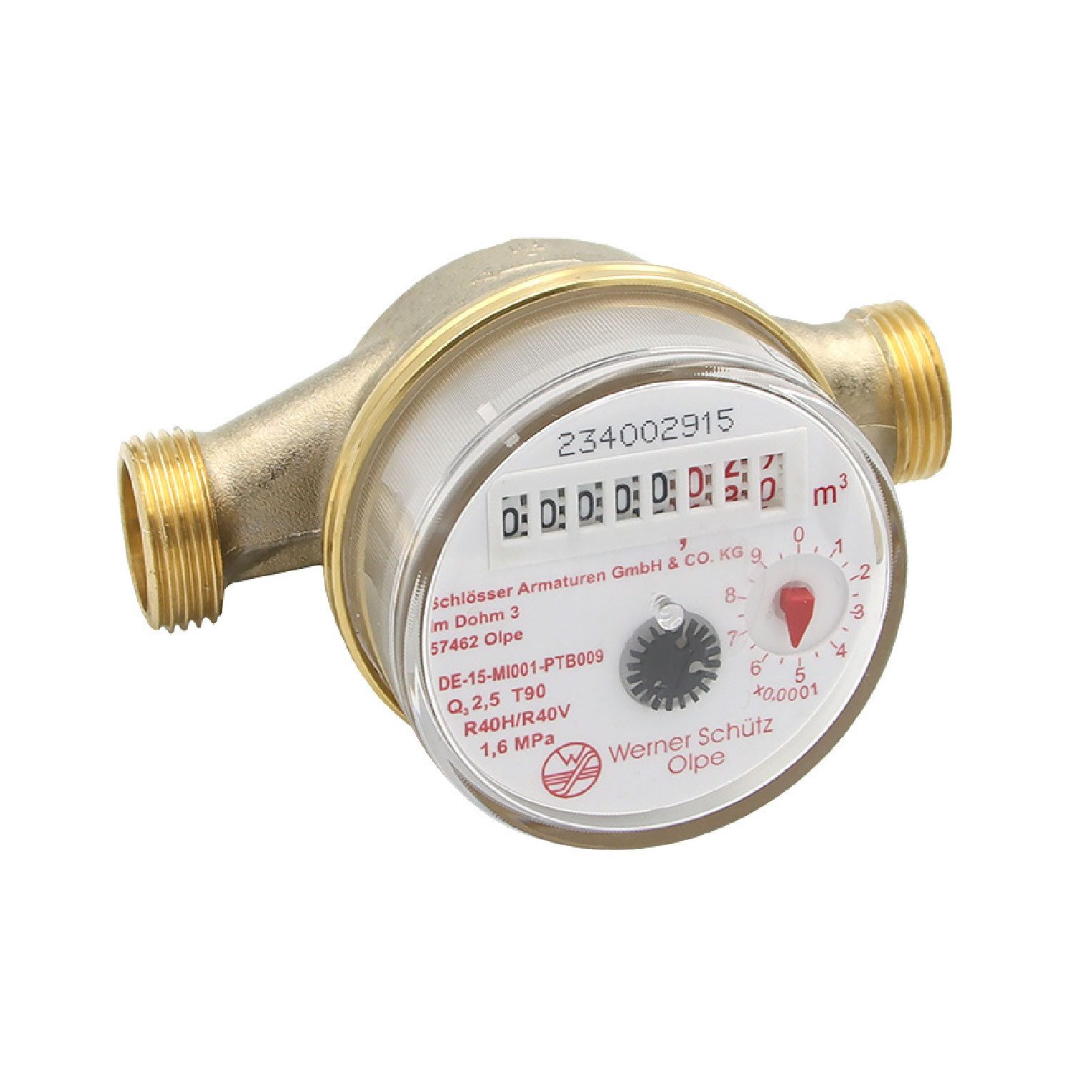 Schlösser Warmwasserzähler Водомеры geeignet für 1/2" Rohre 110mm warm 2024 geeicht
