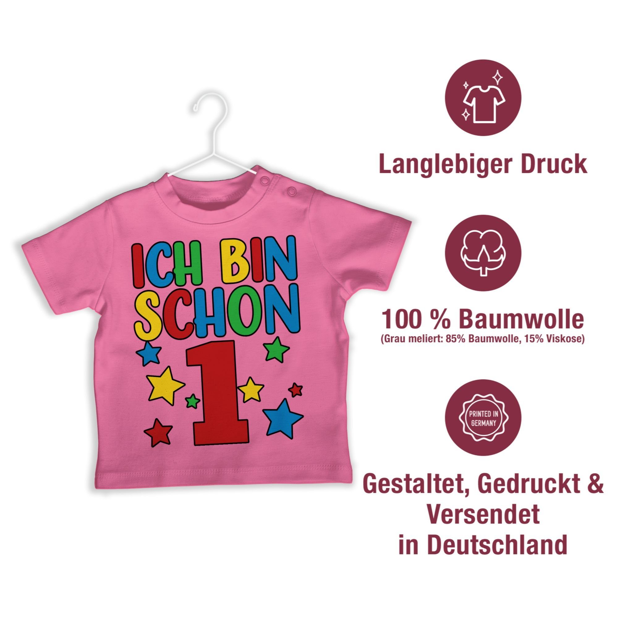 schon eins T-Shirt Ich bin Geburtstag Shirtracer Pink 1. bunt 1