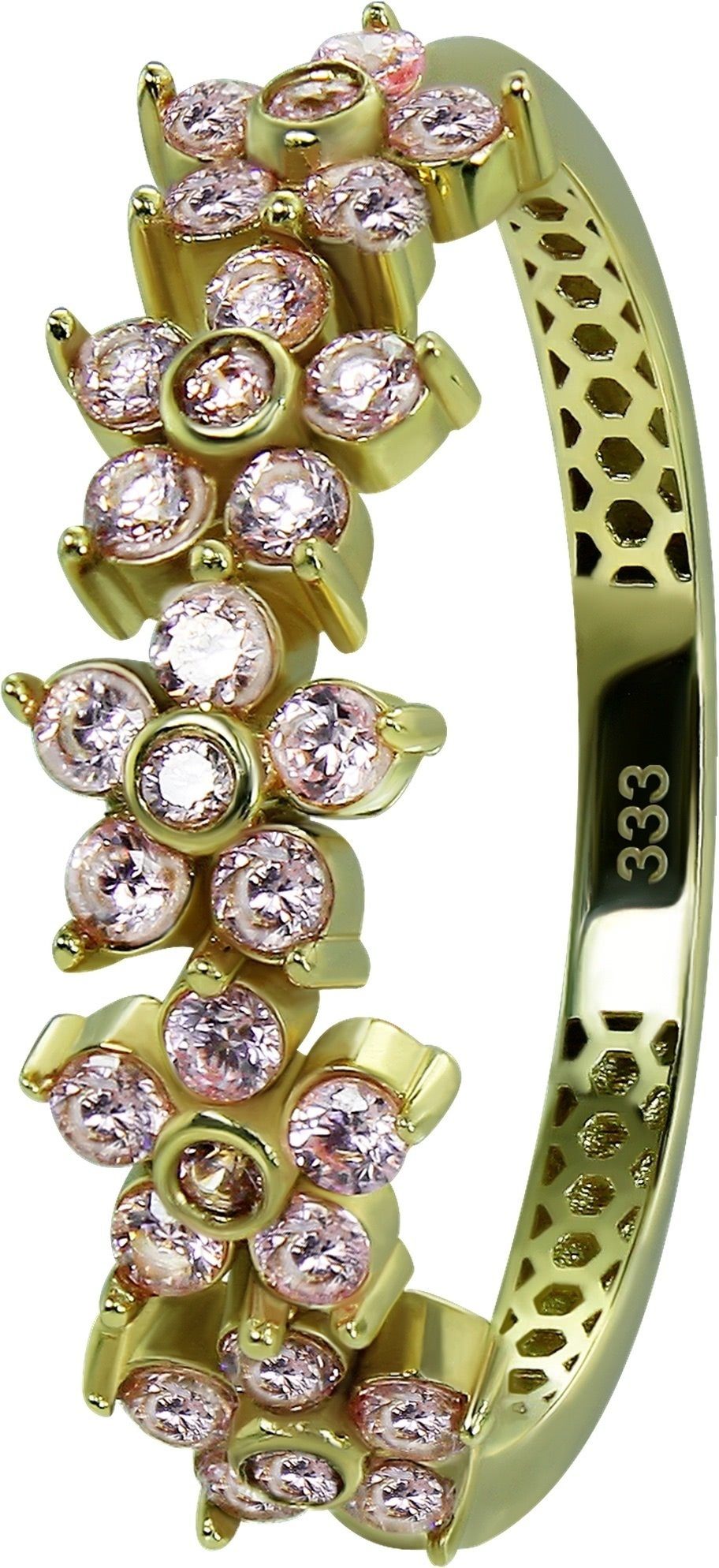 GoldDream (Fingerring), Farbe: Blumen gold, Goldring Gold Gr.58 8 Blumen rosa Karat, 333 Gelbgold Damen - Ring Ring GoldDream