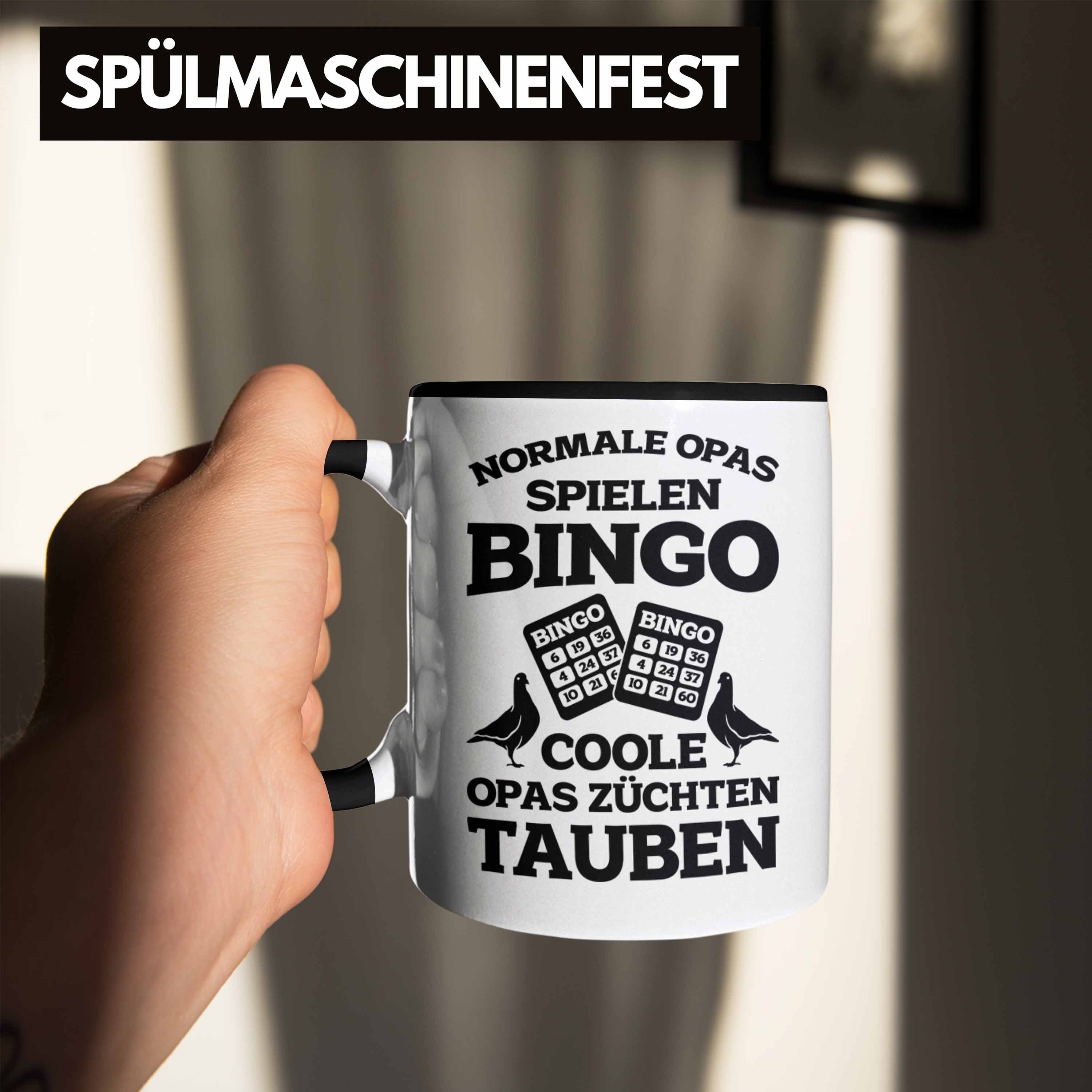 Trendation Tasse mit - Schwarz Tasse Opa Geschenkidee Taubenliebhaber Trendation Spruch Geschenk Taubenbesitzer Taubenzüchter