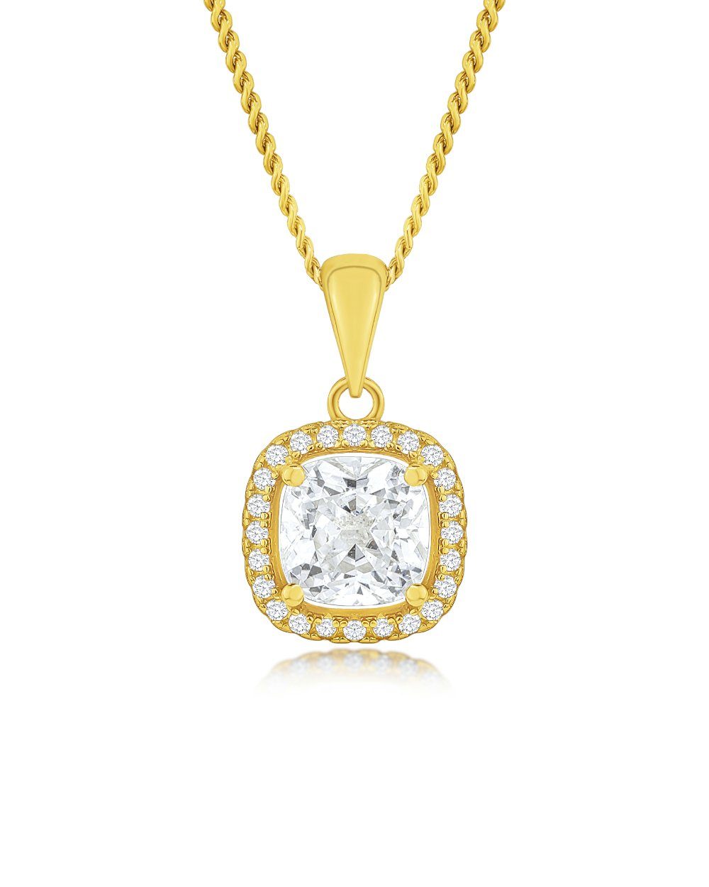 Kette mit Anhänger 'Loren' Damen Halskette Silber 925 vergoldet Anhänger Moissanite Stein