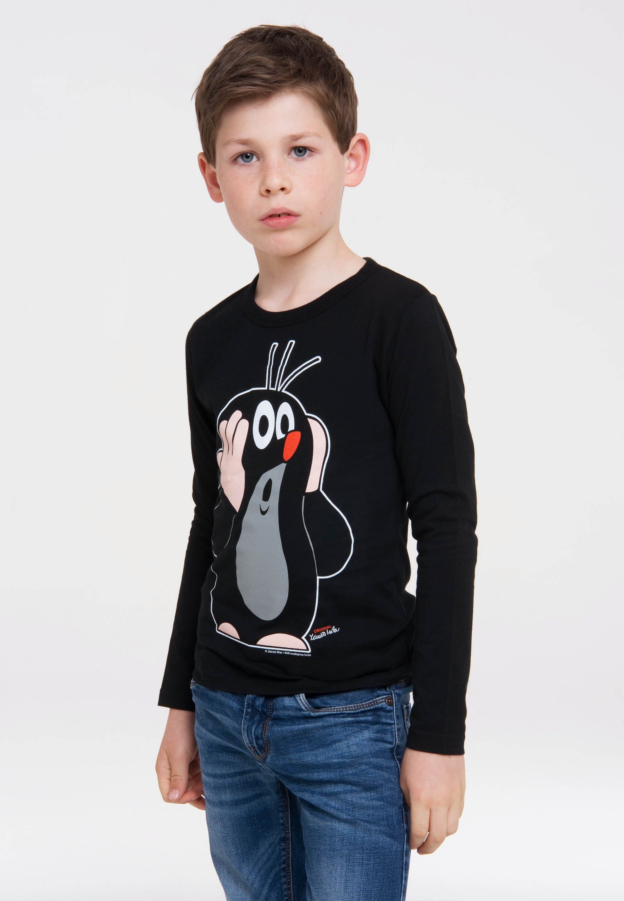 LOGOSHIRT Langarmshirt Der Print kleine Maulwurf mit lizenziertem