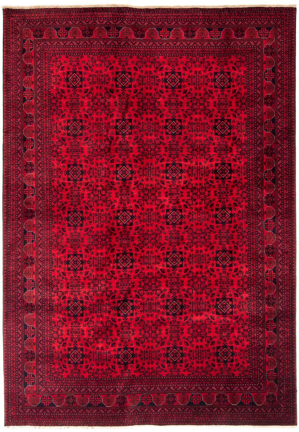 Orientteppich Afghan - 287 x rechteckig, dunkelrot, mit 7 morgenland, Wohnzimmer, Höhe: Einzelstück mm, Zertifikat - Handgeknüpft, 202 cm