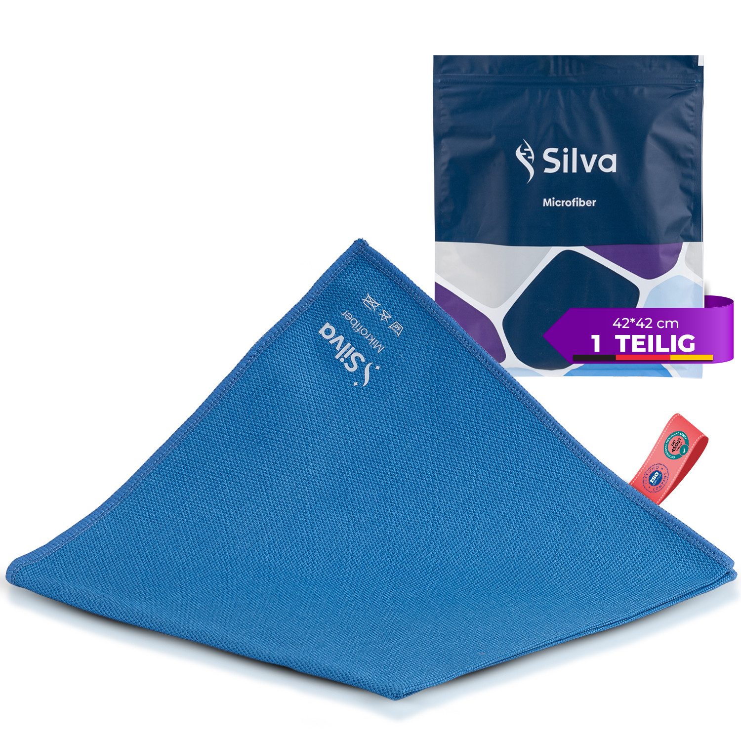 Silva EU Silva Glastuch Mikrofasertuch (Einzelprodukt, 1 Stück, 2 Stück, 3 Stück, Streifenfrei, Fusselfrei, Waschmaschinengeeignet)