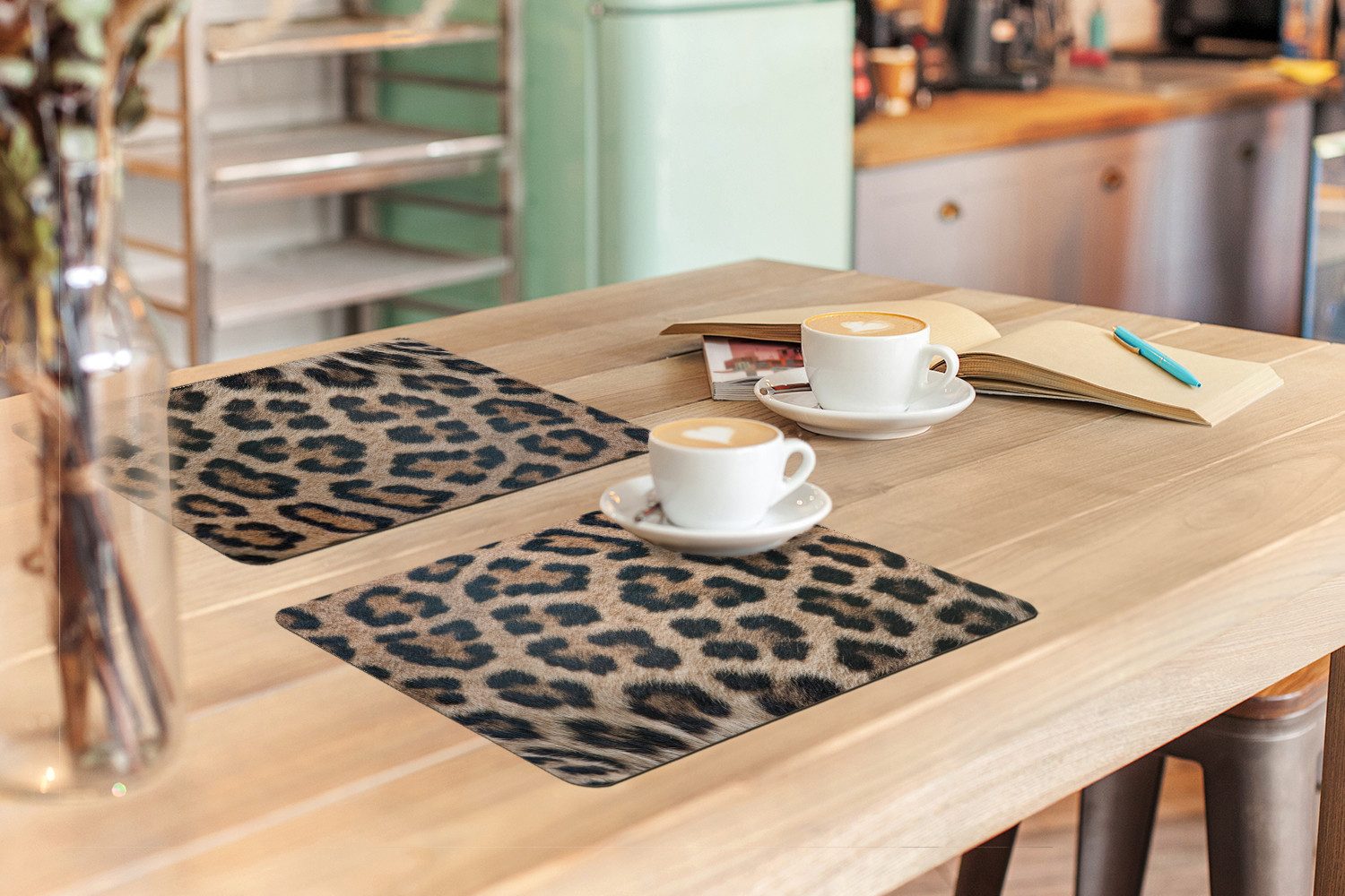 MuchoWow Platzset Leopardenmuster, (6-St), Platzsets, Tischset, Abwaschbar, Tischsets, Platzdeckchen