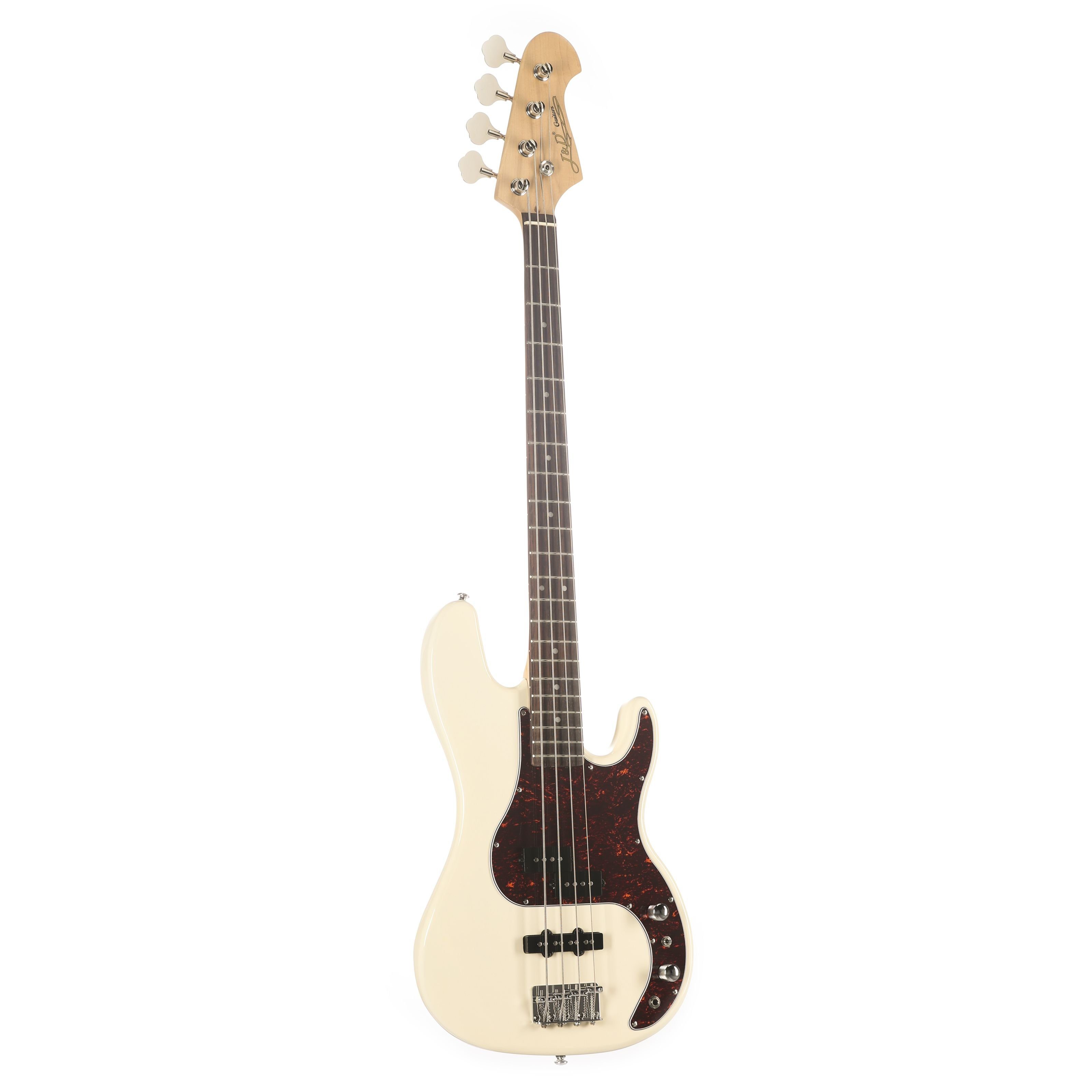 J & D E-Bass, JD E-Bass PBJ Vintage White 4-Saiten Lindekorpus Ahornhals Palisandergriffbrett Split-Coil-Tonabnehmer 3-Wege-Schalter Hochglanz-Finish Vintage-Style Mechaniken, E-Bässe, 4-Saiter E-Bässe, E-Bass, Vintage White, Split-Coil-Tonabnehmer