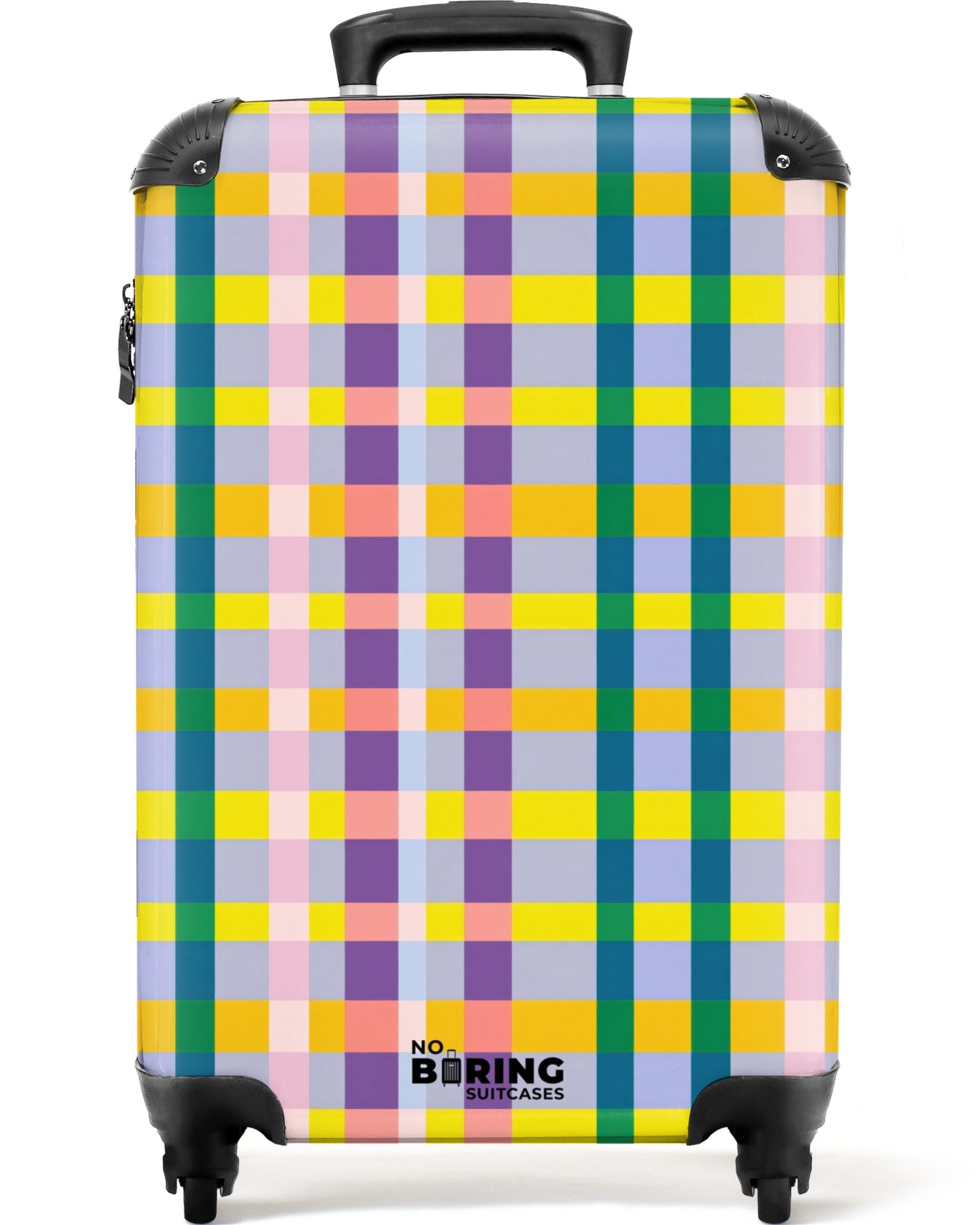 NoBoringSuitcases.com© Hartschalen-Trolley Kariert - Muster - Farbenfroh 55x35x20cm, Handgepäck Koffer & Trolleys, Luggage, Reisekoffer Frauen