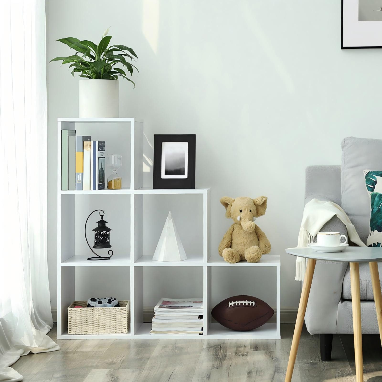 VASAGLE Bücherregal Raumteiler, Würfelregal, freistehend