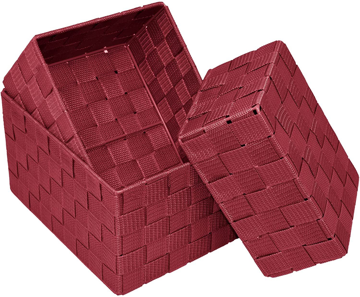 Lashuma Aufbewahrungskorb (Set, 3 St), rote Bad Körbchen mit Flechtmuster günstig online kaufen