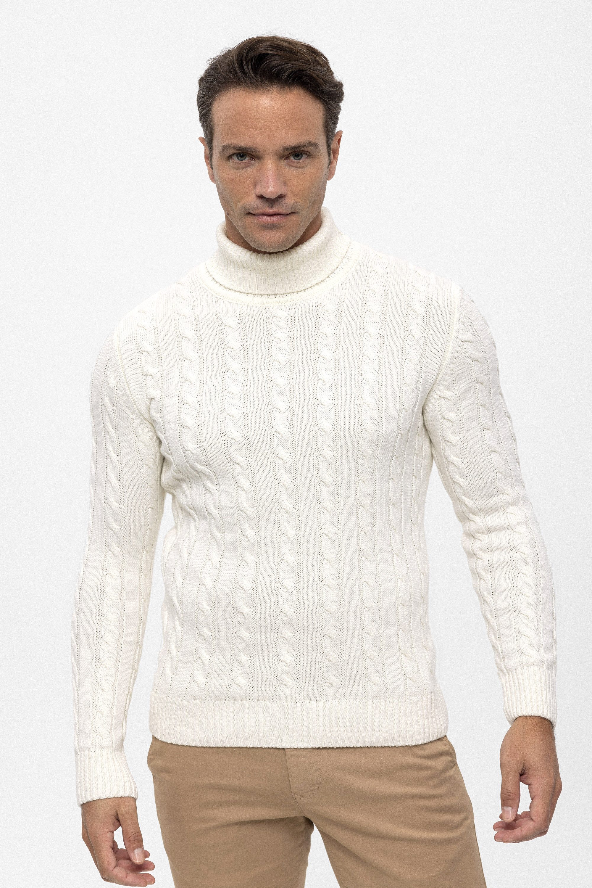Felix Hardy Rollkragenpullover Rollkragenpullover mit Zopfmuster
