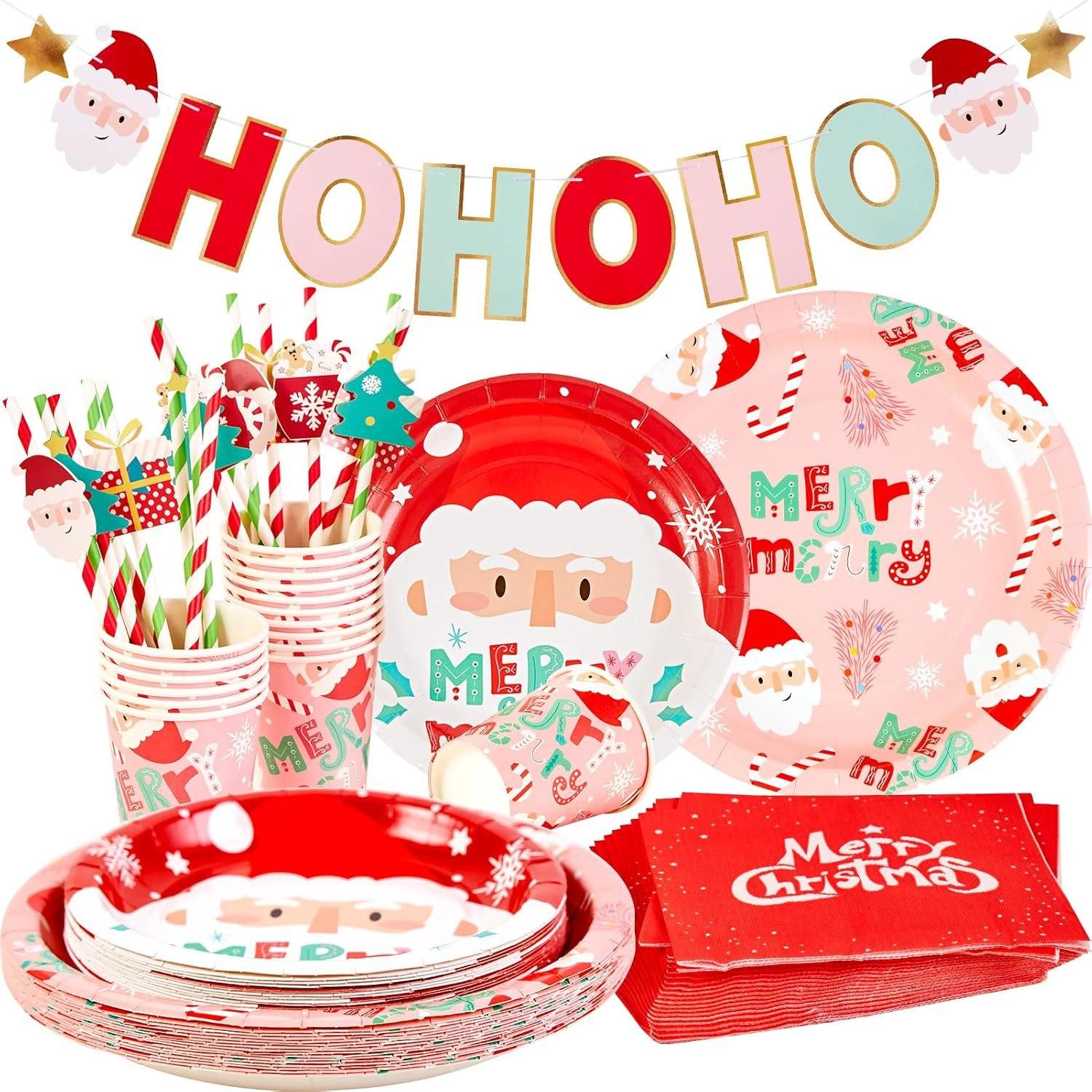 Dekohänger 85-teiliges Weihnachten Partygeschirr Set Weihnachts Deko Gäste