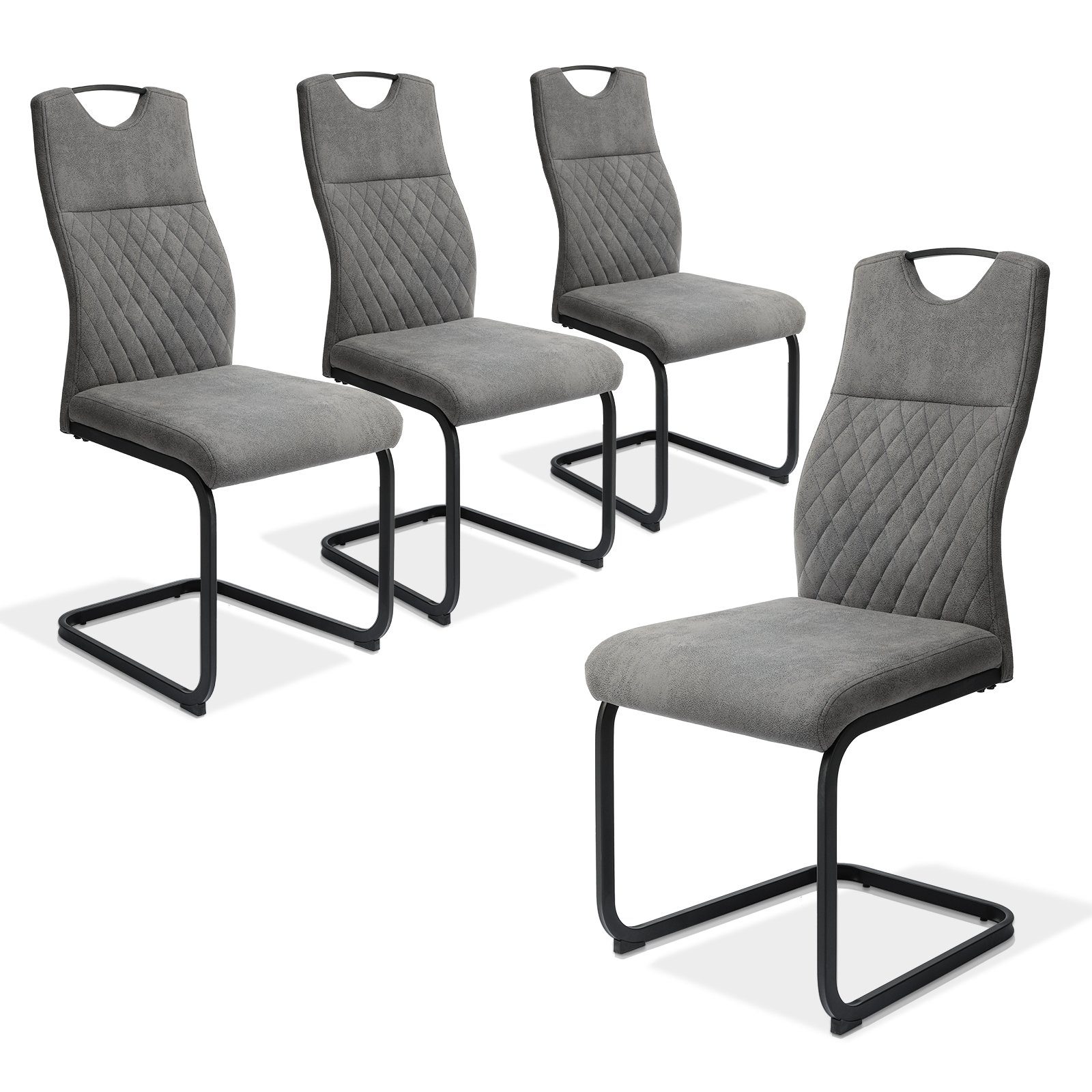 Jiexi Esszimmerstuhl Essstühle Stühle Freischwinger Bürostuhl gepolstert Mona Schwingstuhl (Set), Schwingstuhl