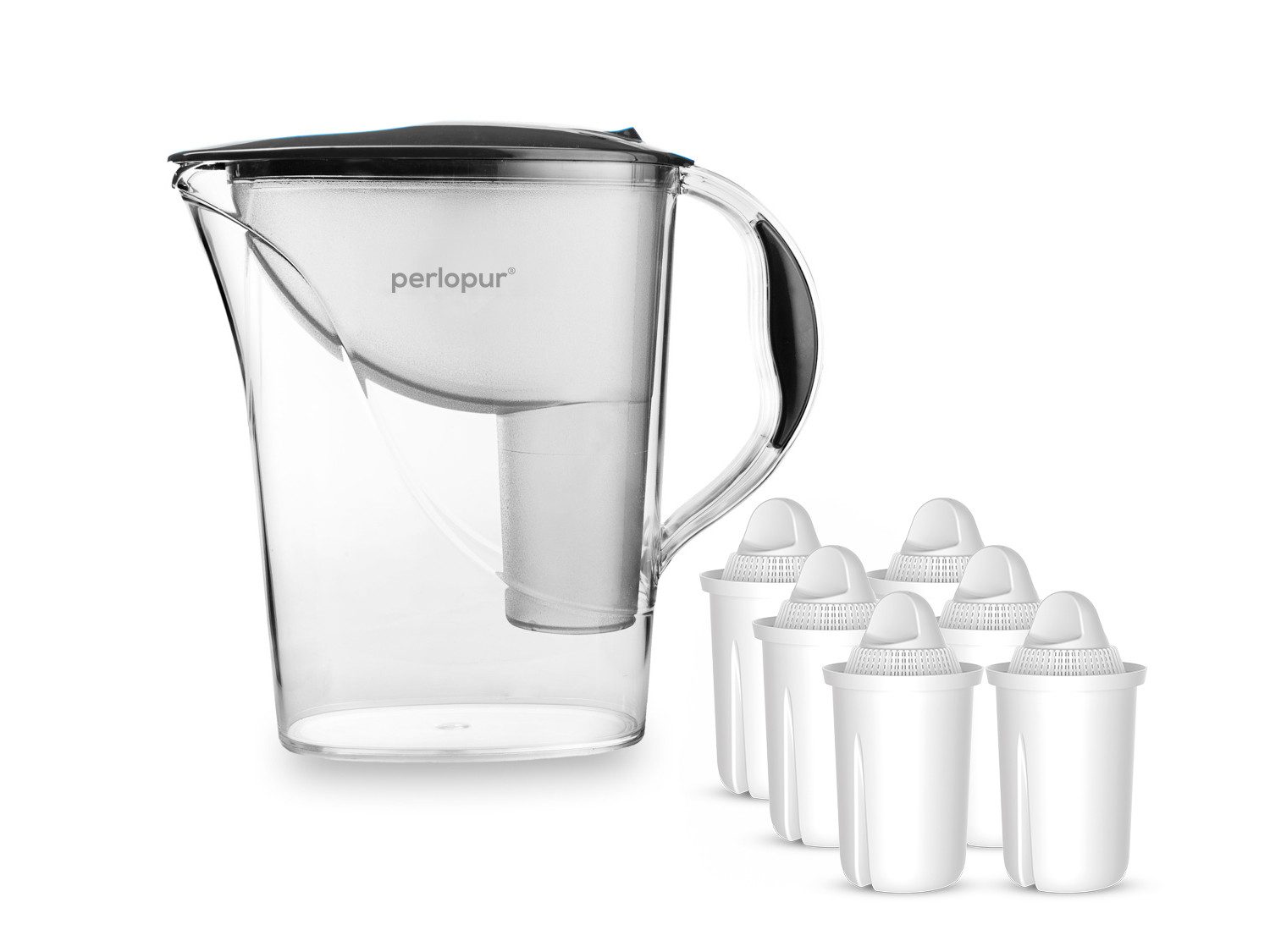 PerloPur Wasserfilter PearlCo Wasserfilter Standard Anthrazit Inkl. 6 Filterkartuschen