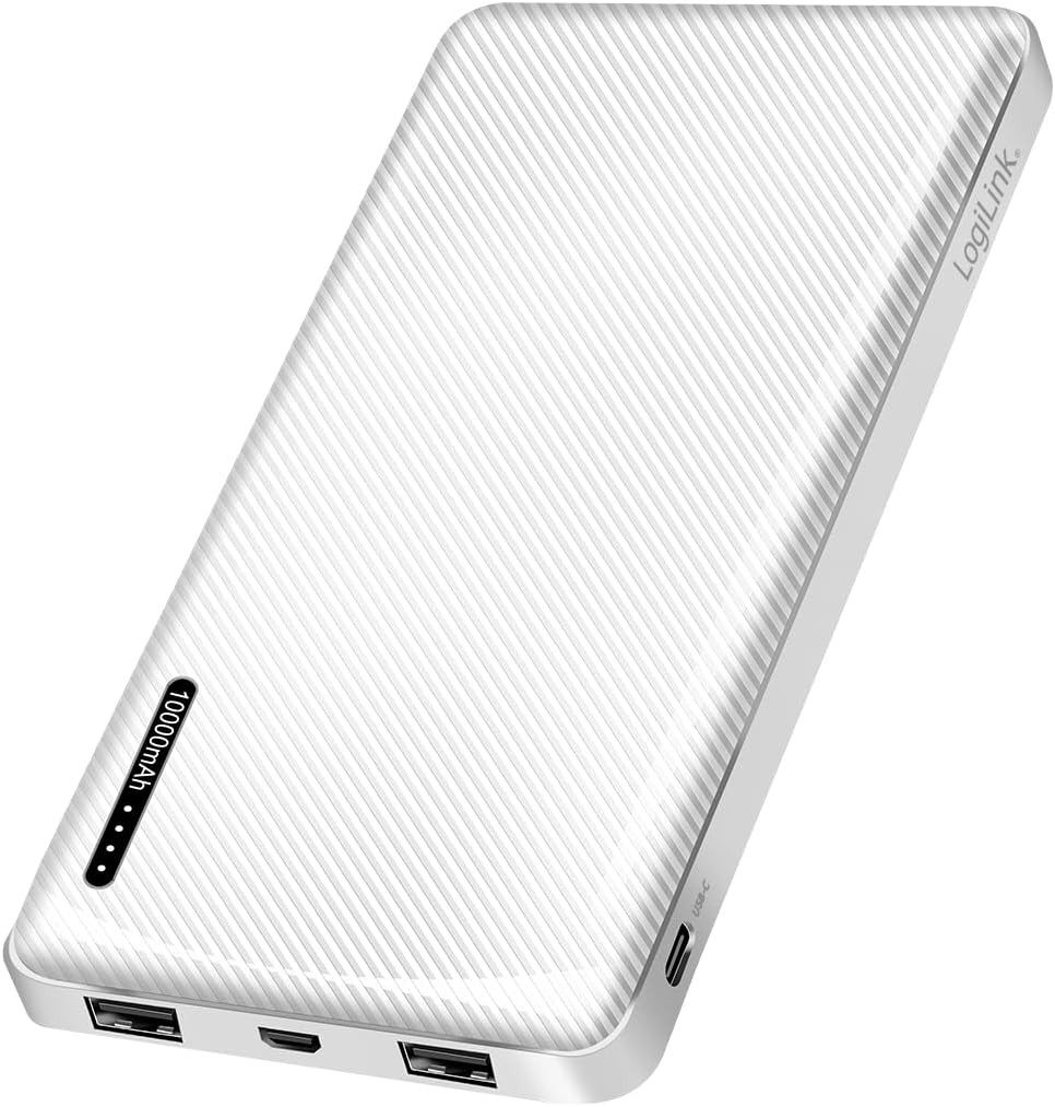 LogiLink Powerbank 10000mAh USB C 3 Geräte LED Ladeanzeige Powerbank Powerbank mit USB Anschlüssen 10000 mAh (5 V), 10000mAh USB C LED Anzeige 3 Geräte gleichzeitig kompakt