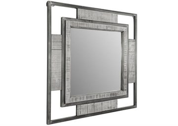 Massivmoebel24 Spiegel HEAVY INDUSTRY (Schicker Spiegel im Loft Stil, grau lackiert 92x4x92 Mango montiert)