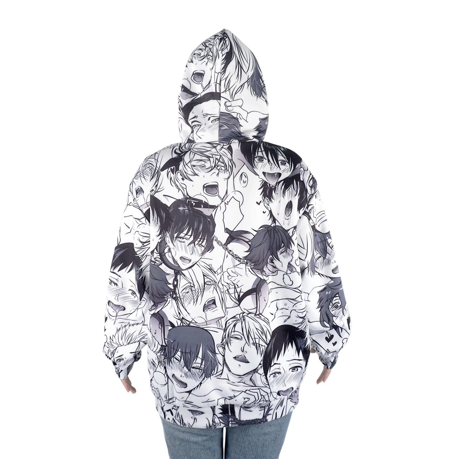 Hoodie Manga Yaoi mit Hoodie Manga Gesichtern, Ahegao männlichen Hoodie Ahegao GalaxyCat mit Motiv Yaoi Kapuzenpullover (1-tlg)