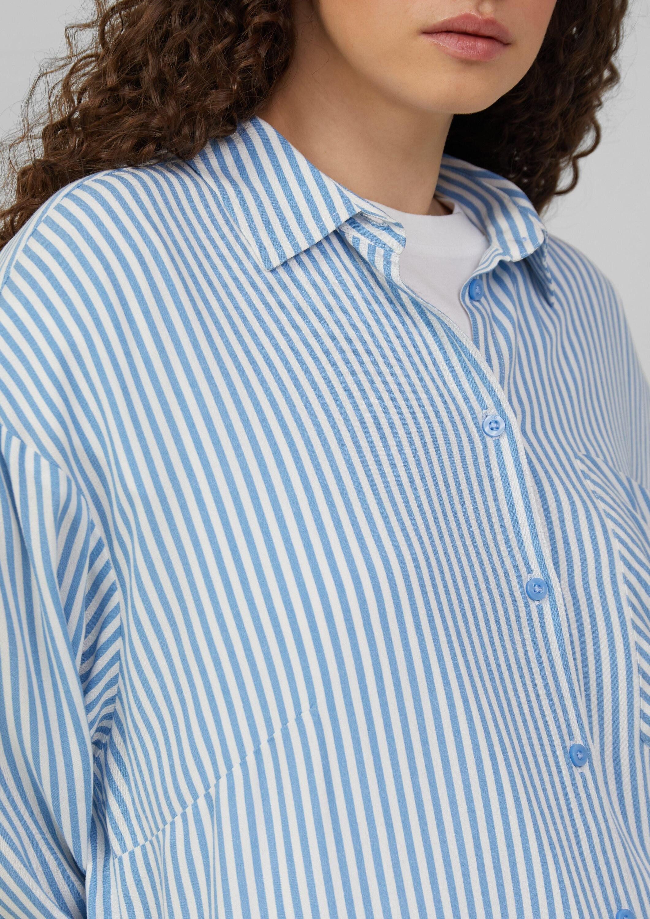 QS Langarmbluse Bluse Verkürzte Bluse aus Viskose