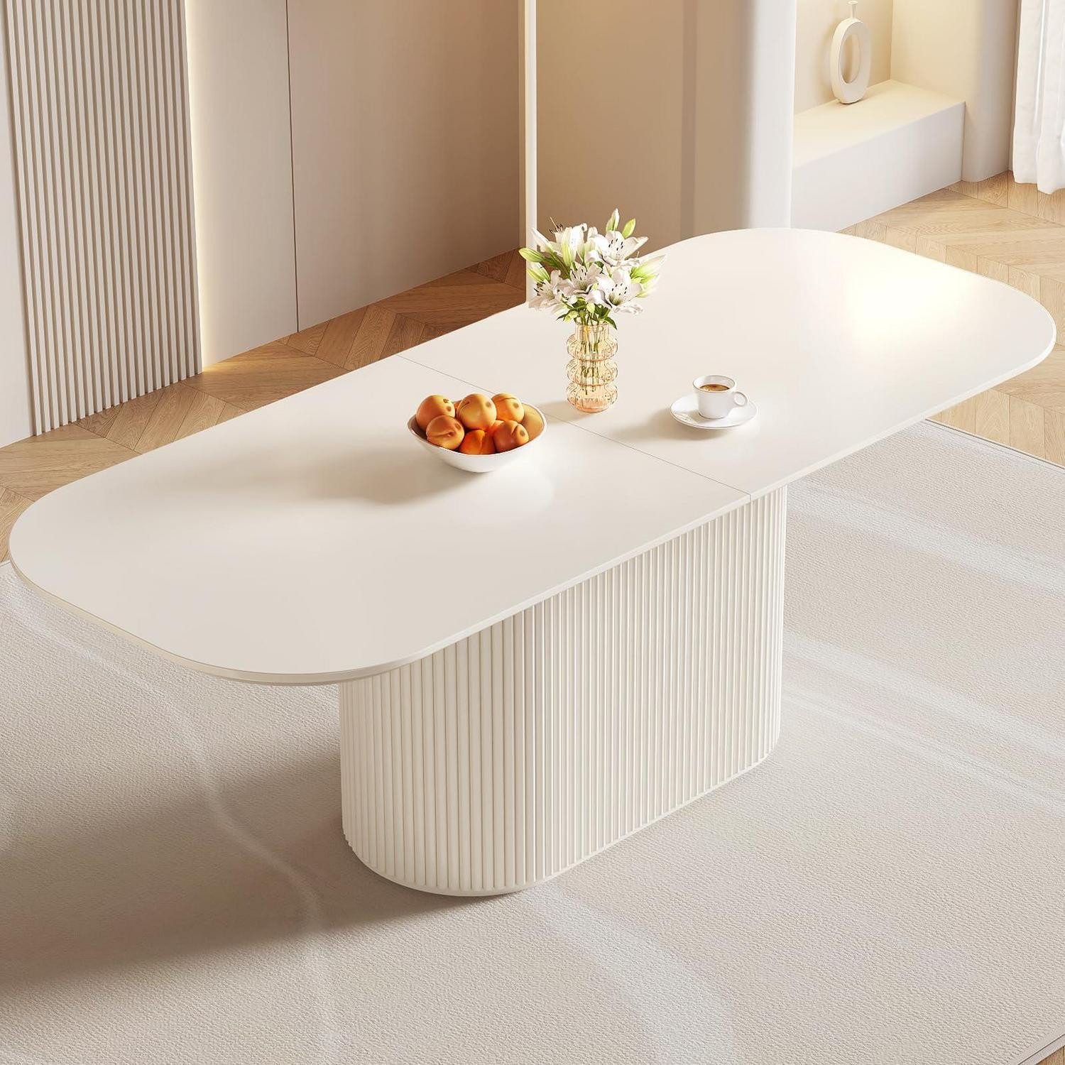 LuxusKollektion Esstisch Esstisch Oval Weiß Küchentisch Esszimmertisch Wohnzimmer 220 CM (1-St)