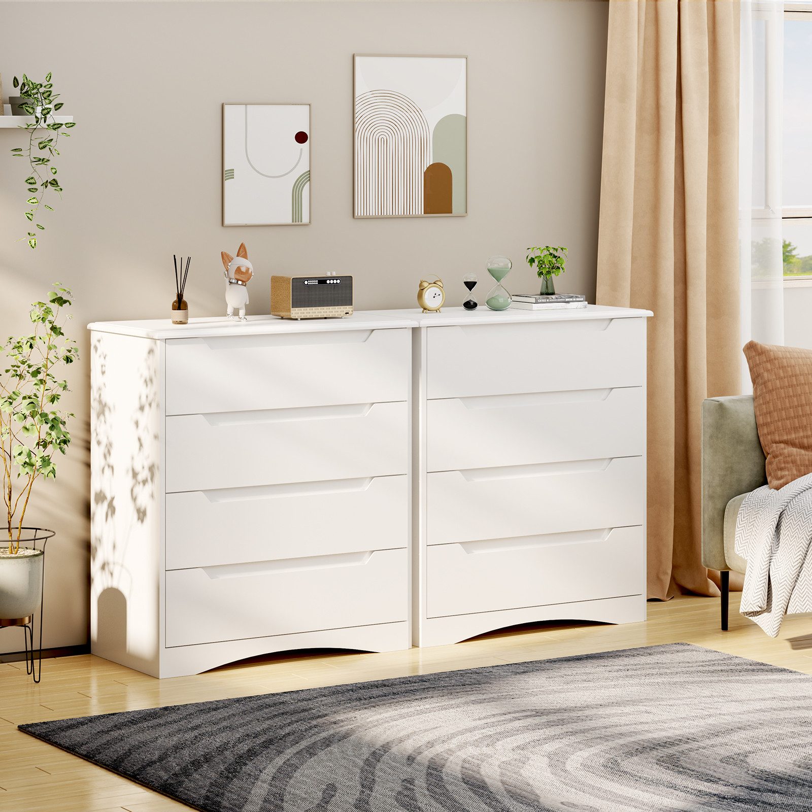 Bealife Kommode weiß, Kommode mit Schubladen, Schrank mit Schubladen, für Wohnzimmer