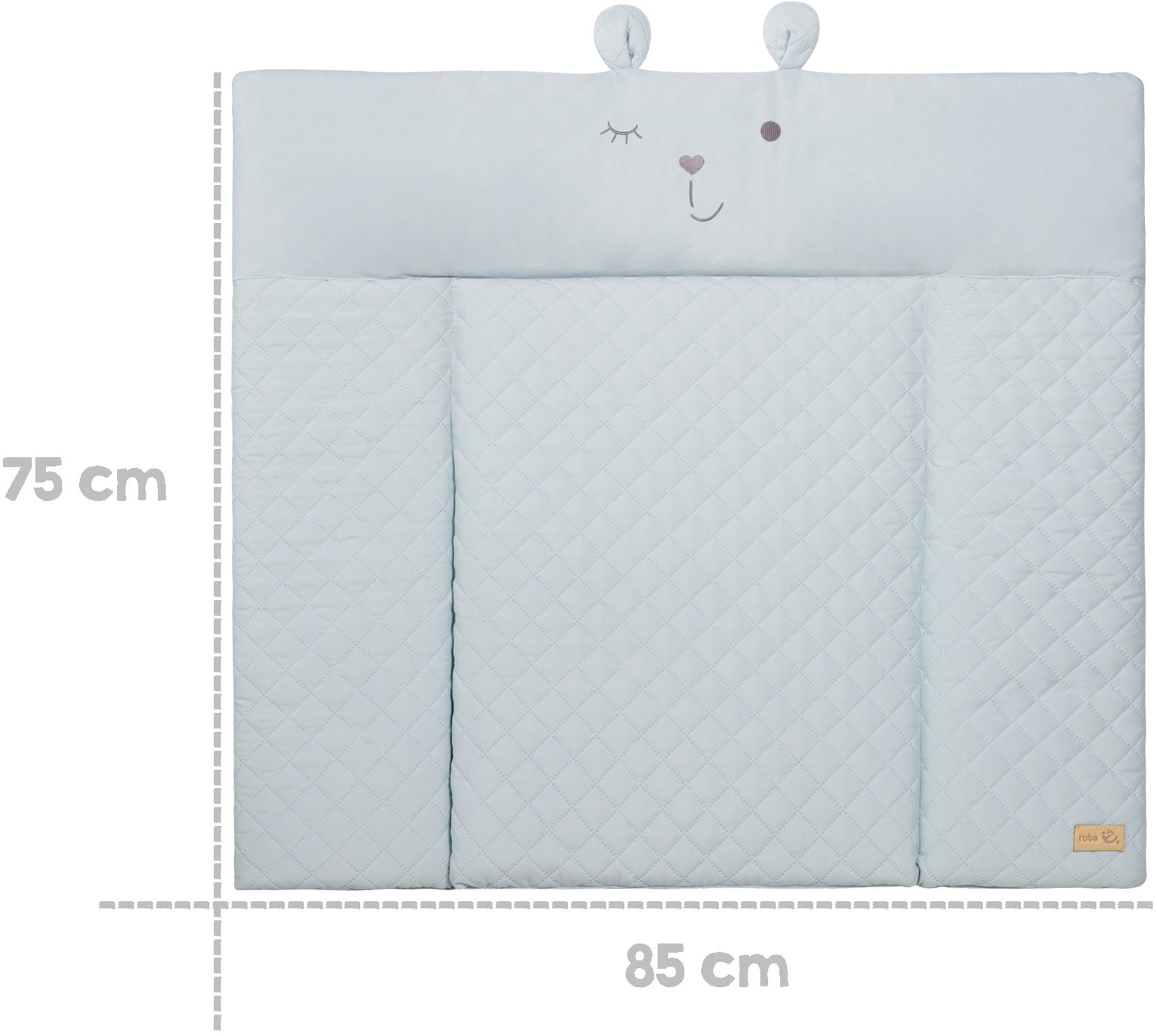 roba® Wickelauflage Style, Soft, sky, mit aufgesticktem Gesicht