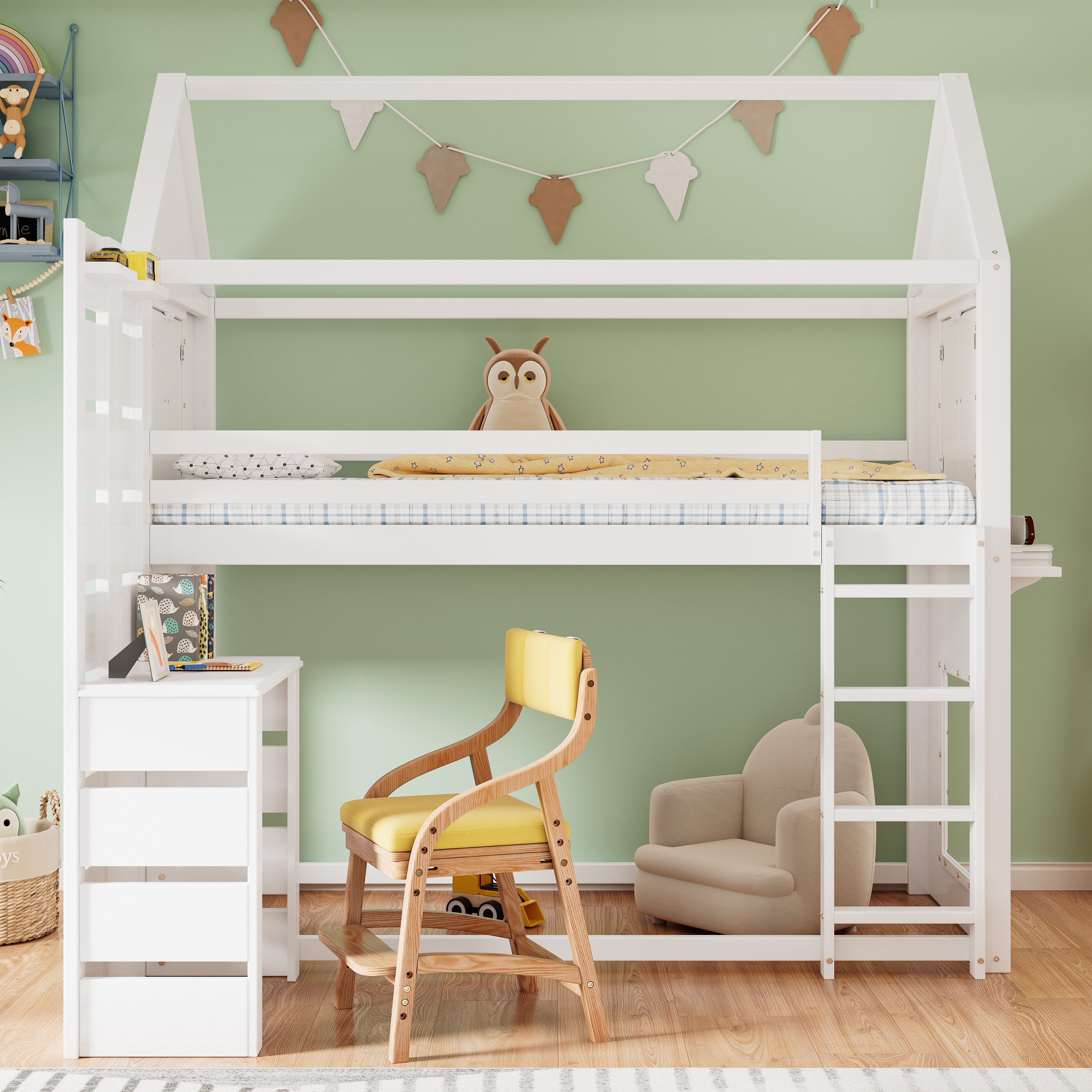 Flieks Etagenbett, Kinderbett Hausbett 90x200cm mit günstig online kaufen
