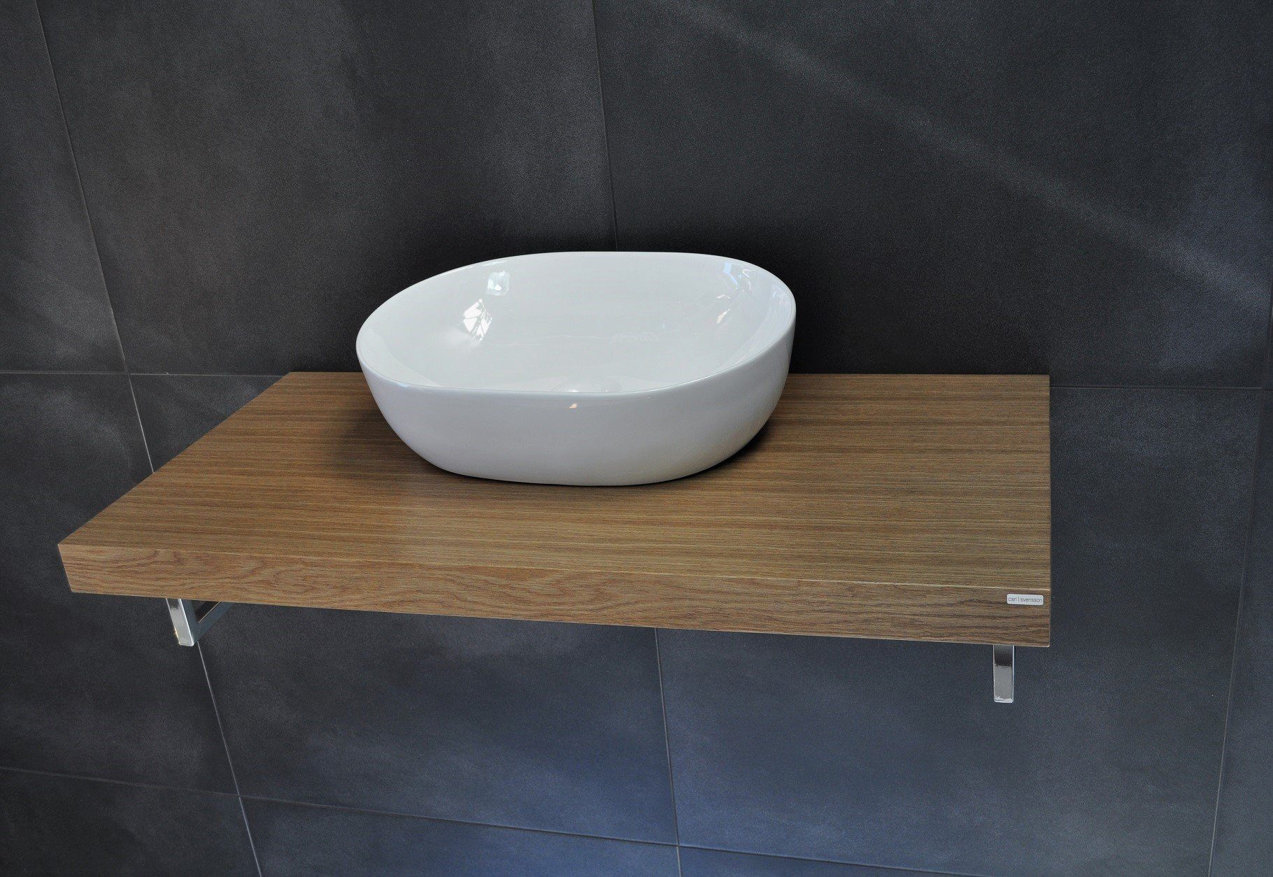 carl svensson Waschtisch Design MN-80H Waschtischplatte Eiche natur inklusive Handtuchhalter