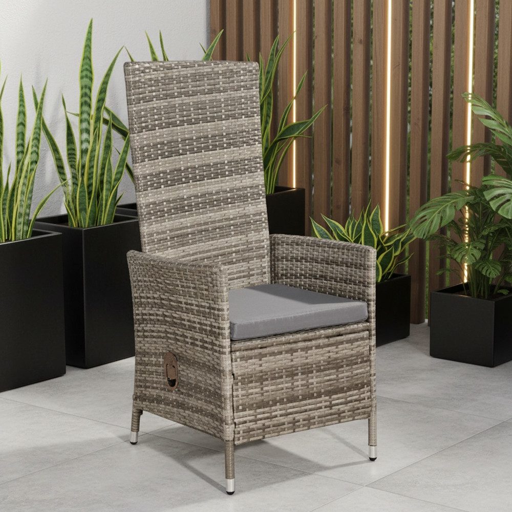 Melko Gartensessel Relaxsessel Gartenmöbel Sitzmöbel Grau Polyrattan Balkon Terrasse (Stück)