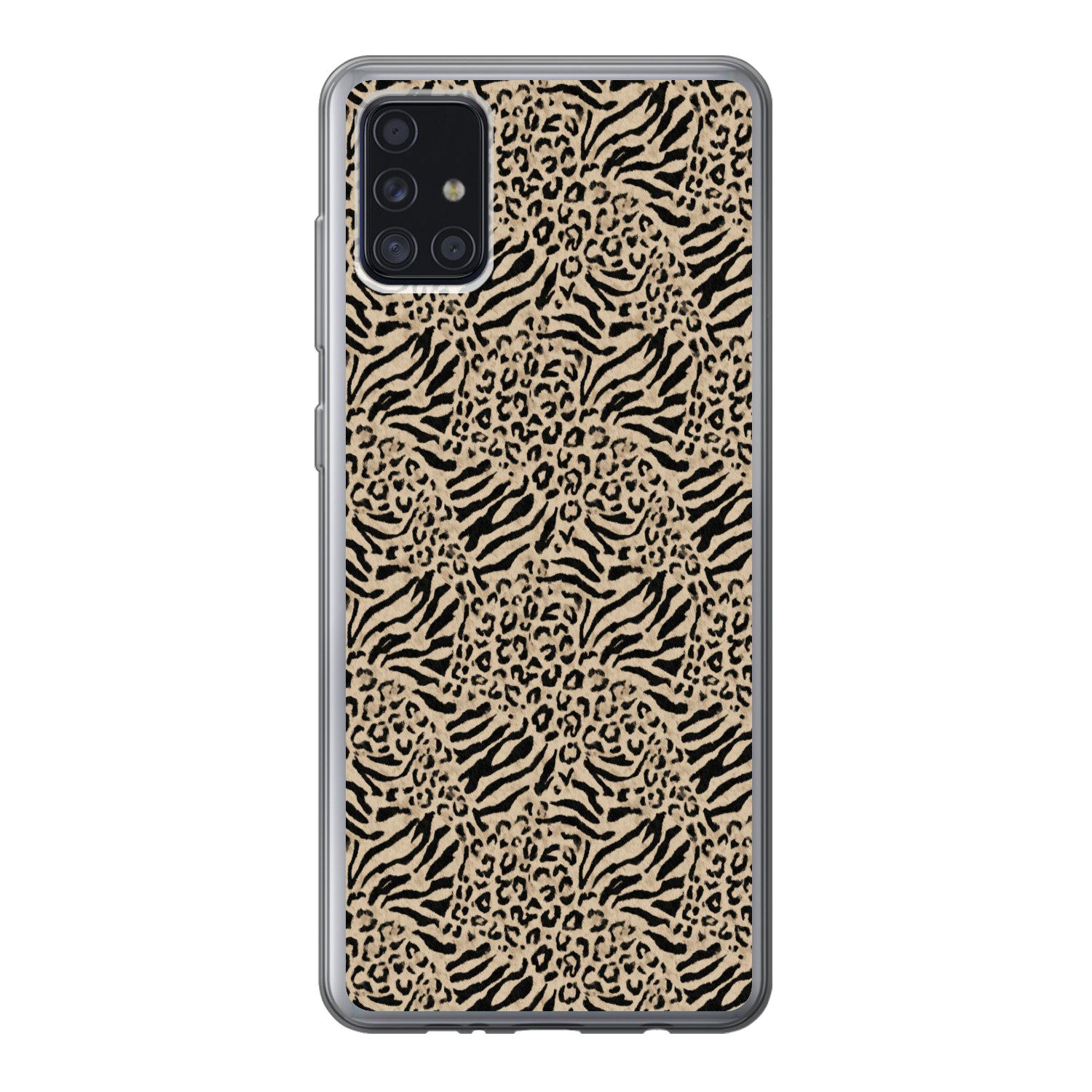 MuchoWow Handyhülle für Samsung Galaxy A52 5G Giraffe - Zebra - Motiv - Braun, Smartphone-Bumper, Print, Handy Schutzhülle Dünn